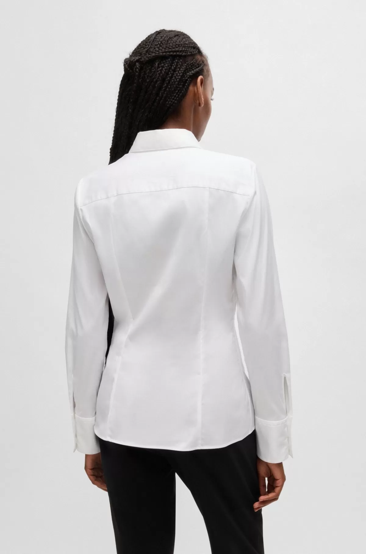 HUGO BOSS Bluse I Figursyet Pasform I Poplin, Der Er Nemt At Stryge Hvid Hot