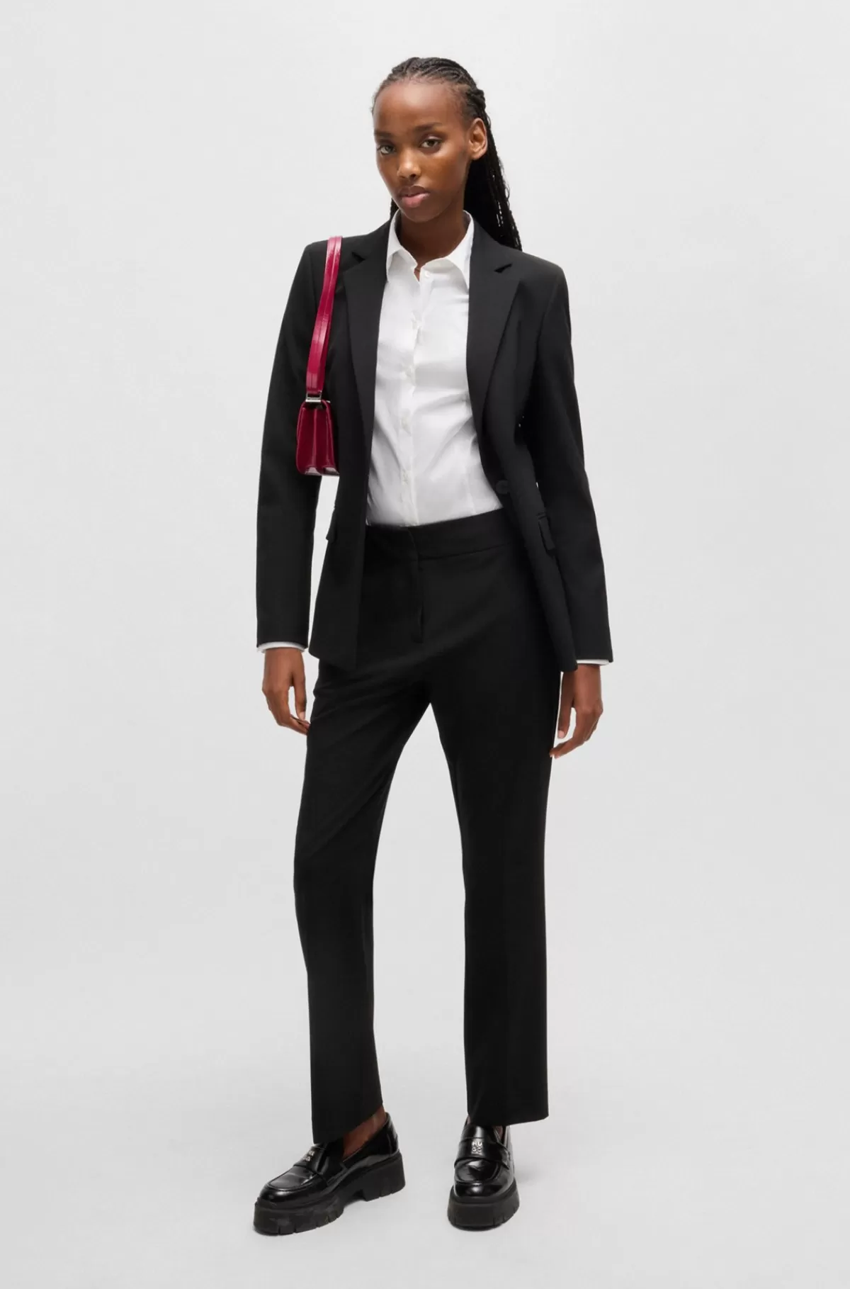 HUGO BOSS Bluse I Figursyet Pasform I Poplin, Der Er Nemt At Stryge Hvid Hot