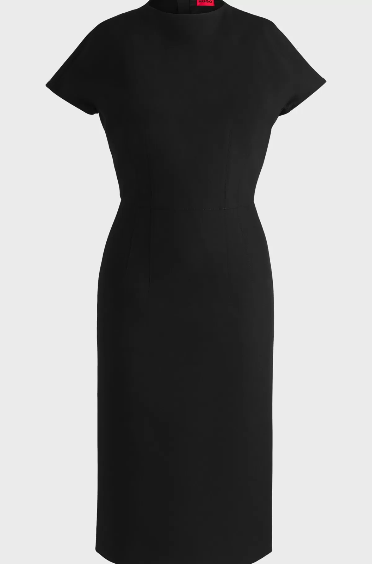 HUGO BOSS Bodycon-kjole Med Korte ærmer Og Synlig Lynlås I Ryggen Sort Hot