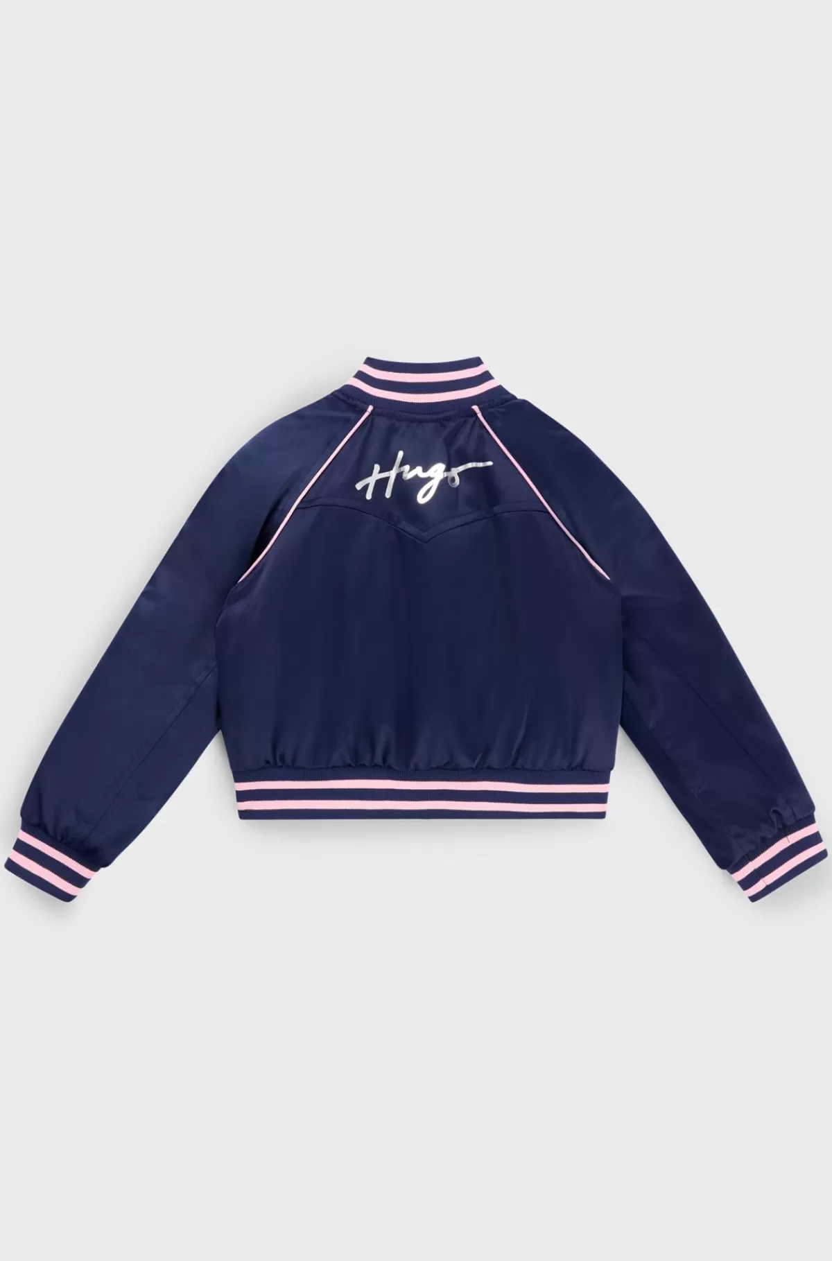 HUGO BOSS Bomberjakke I Satin Til Børn Med Stjerner Og Branding Mørkeblå Clearance