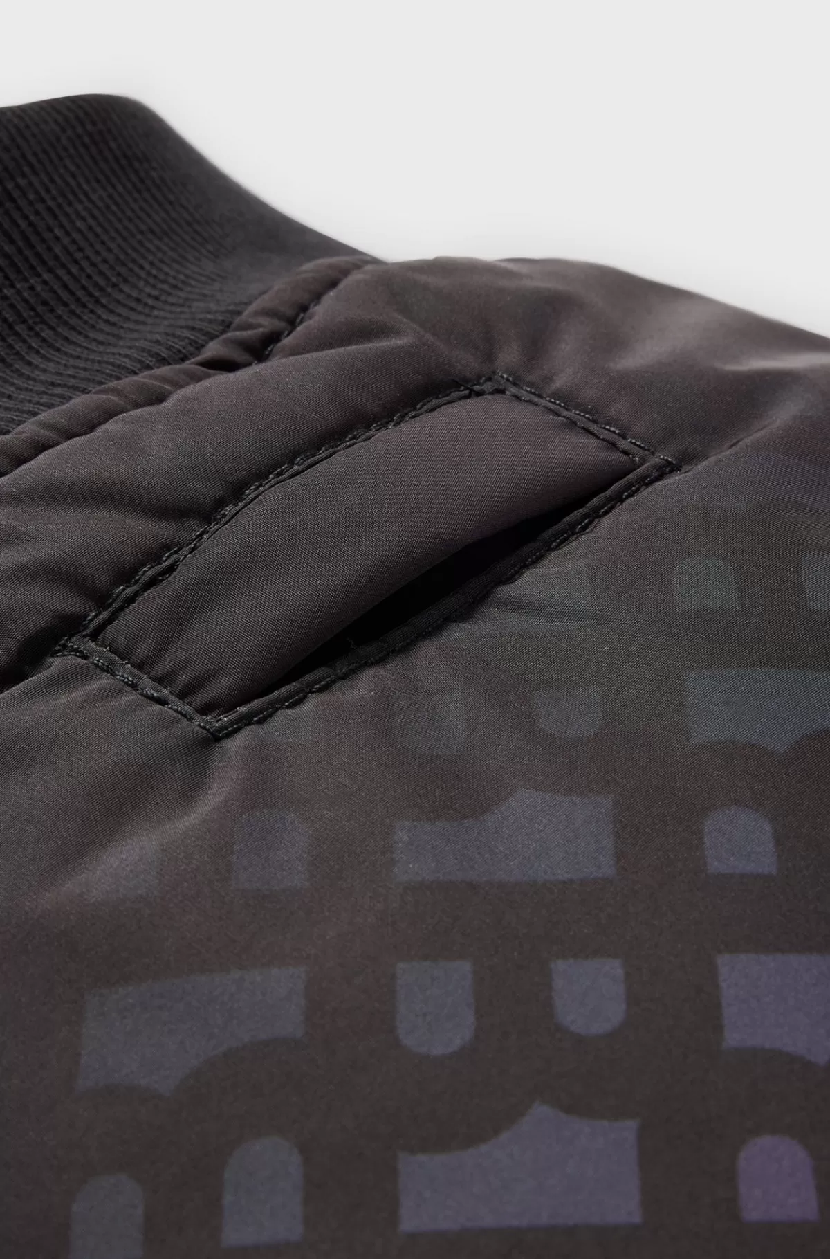 HUGO BOSS Bomberjakke Til Hunde Med Monogrammer I Aftagende Farve Sort Outlet