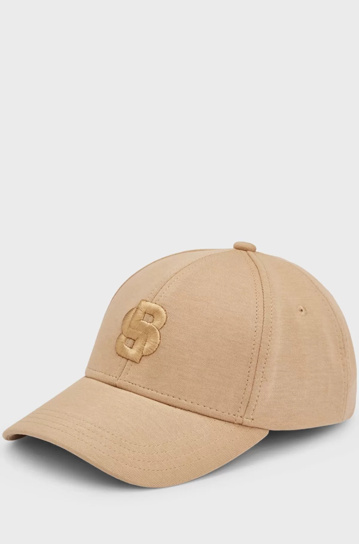 HUGO BOSS Bomuldsblandet Kasket Med Broderet, Dobbelt Monogram Beige Best Sale