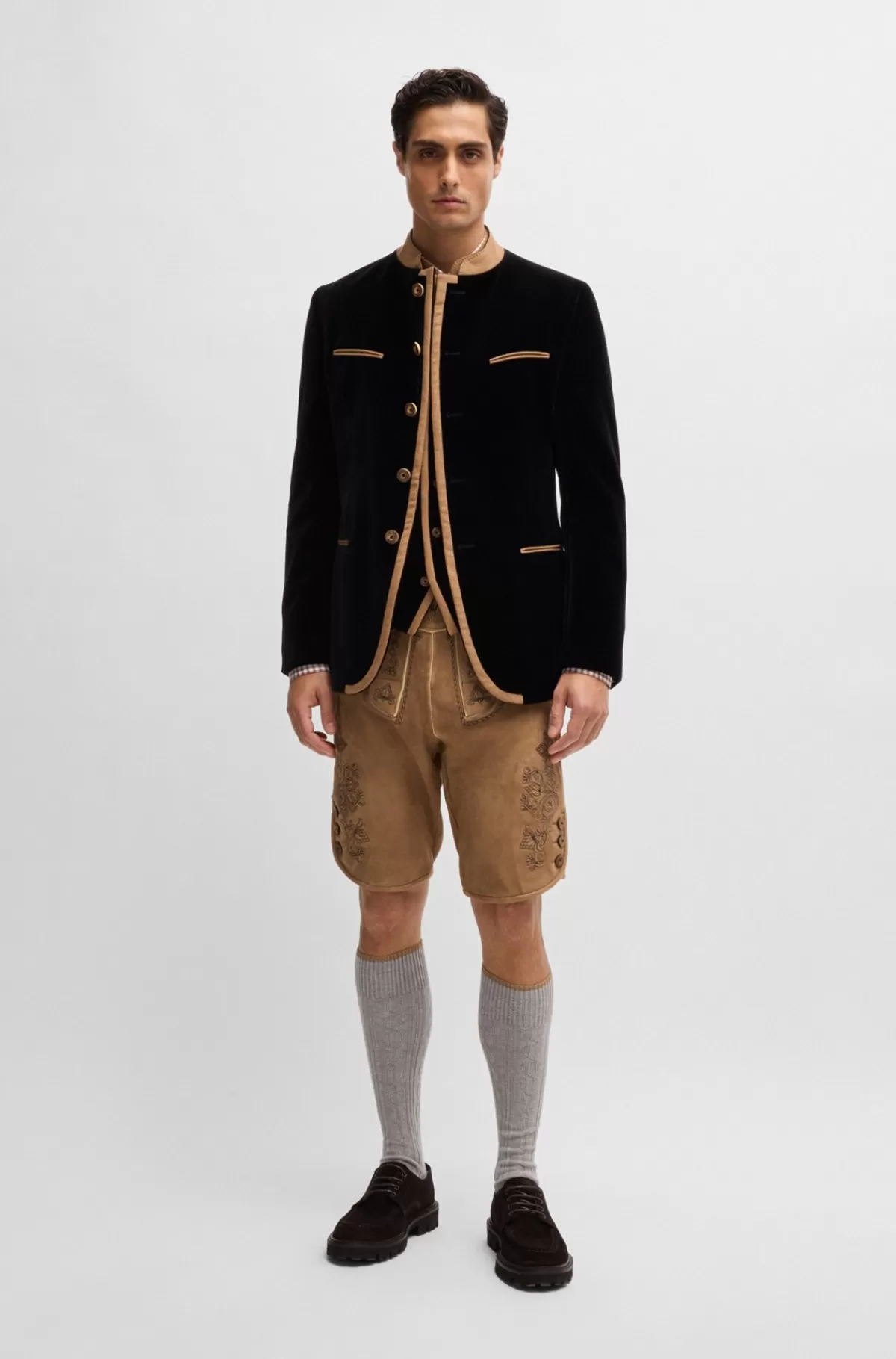 HUGO BOSS BOSS Menswear Trachten-lederhosen Fra BOSS Menswear I Ruskind Med Broderi Lysebrun Best