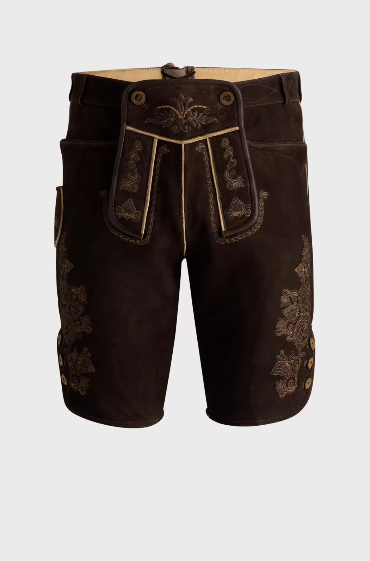 HUGO BOSS BOSS Menswear Trachten-lederhosen Fra BOSS Menswear I Ruskind Med Broderi Mørkebrun Clearance