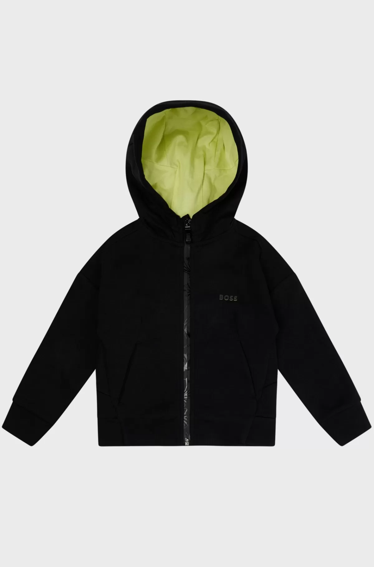 HUGO BOSS BOSS X AJBXNG En Jakke Til Drenge Med Hætte, Lynlås Og Logotryk Sort Cheap