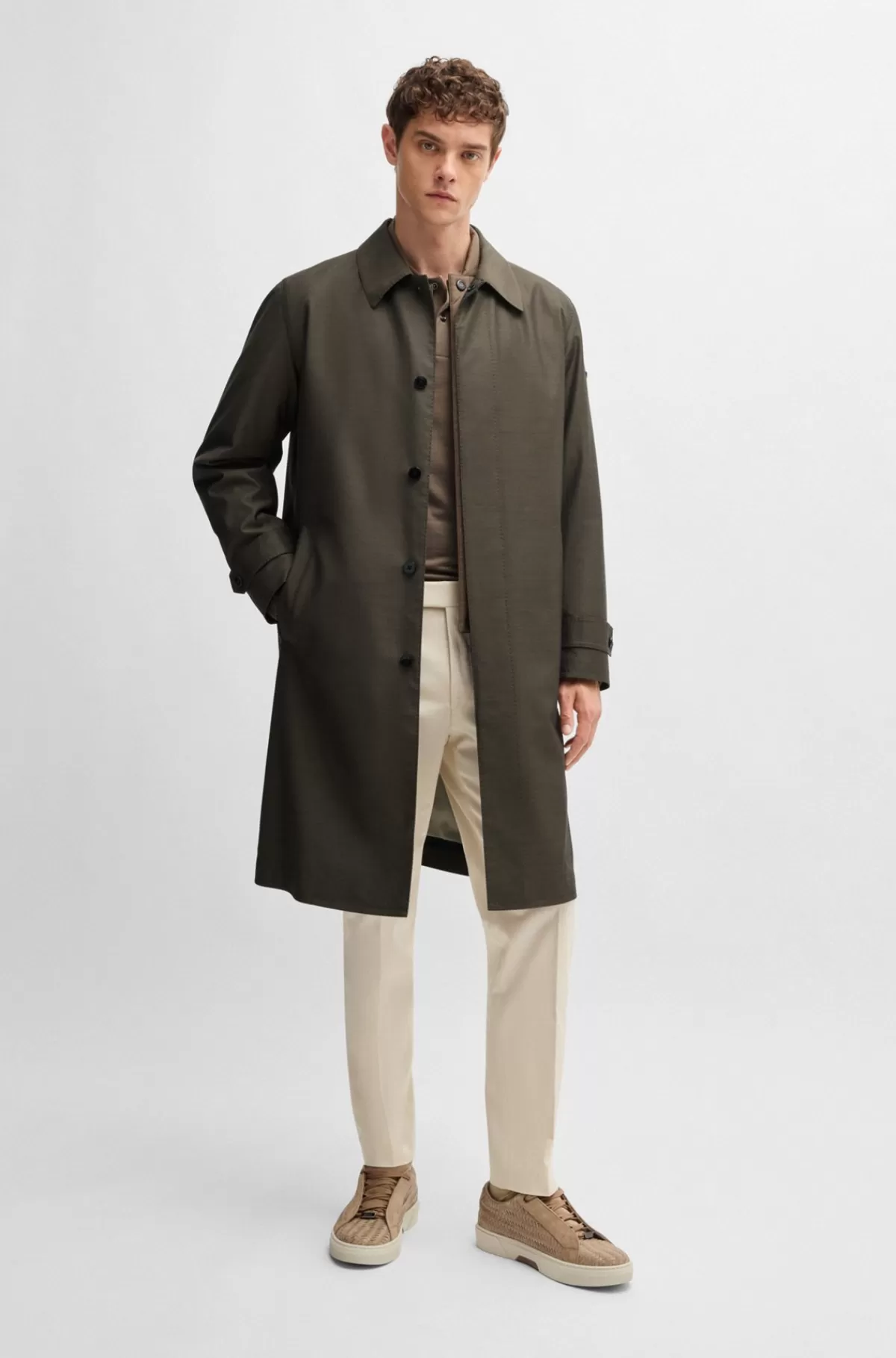 HUGO BOSS BOSS X ASTON MARTIN-frakke I Uldblanding Med Aftagelig Inderjakke Kaki Store