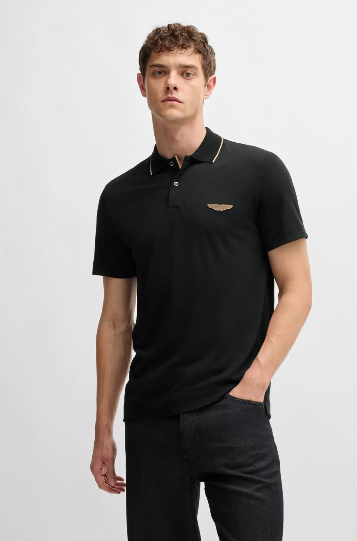 HUGO BOSS BOSS X ASTON MARTIN-poloshirt I Merinould Sort Discount