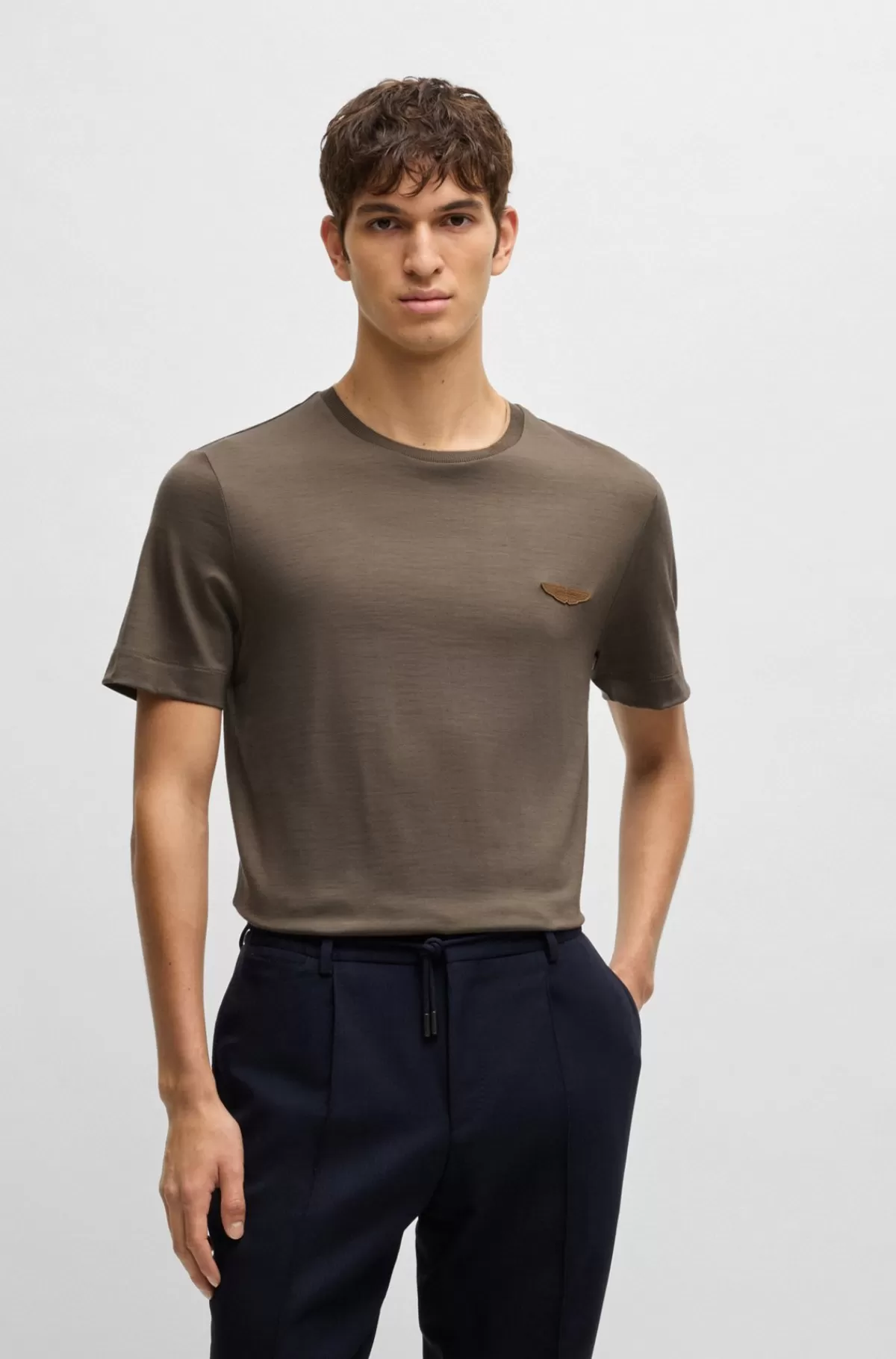 HUGO BOSS BOSS X ASTON MARTIN-T-shirt I Jersey Af Merinould Brun Best Sale