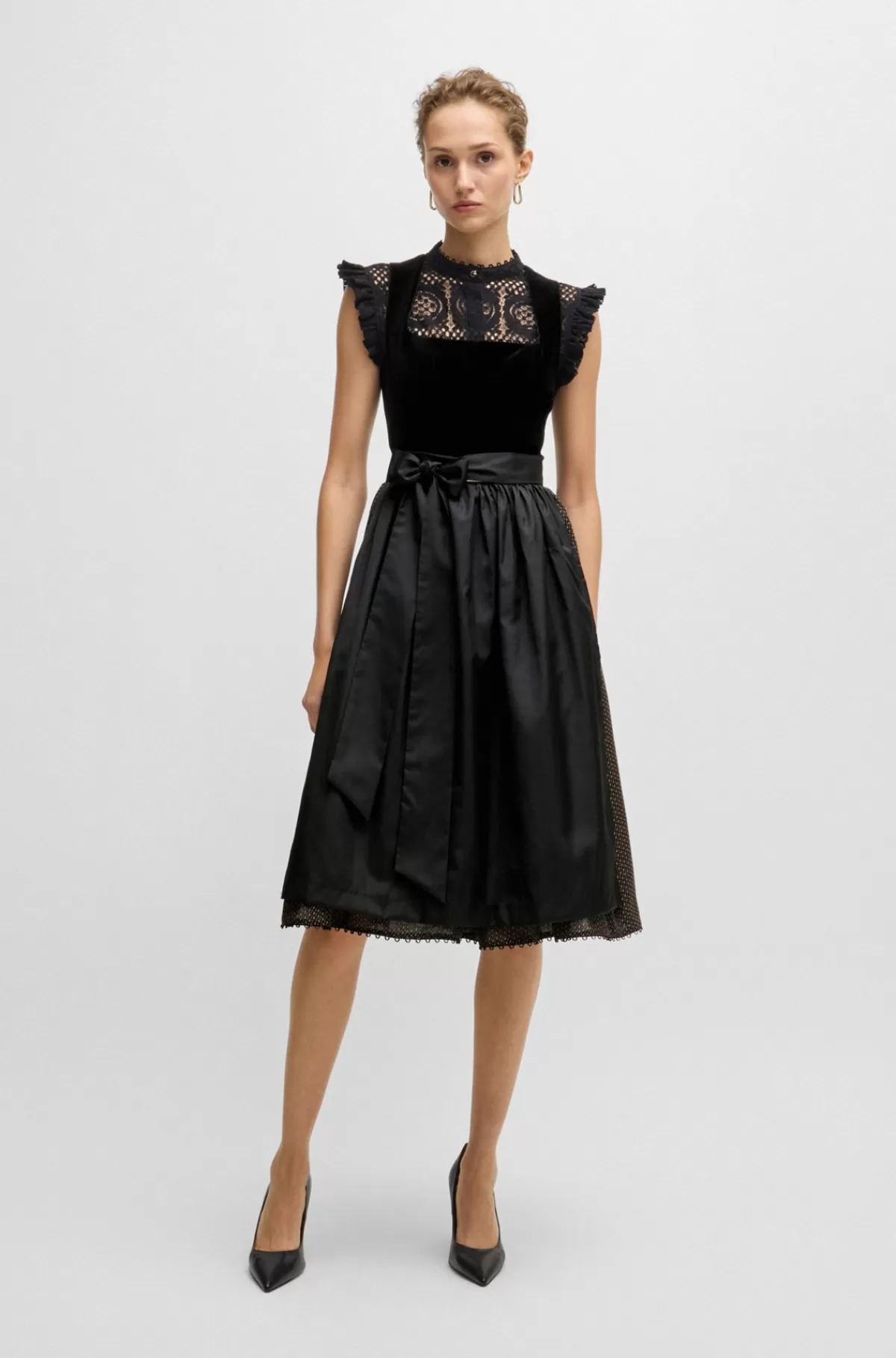 HUGO BOSS BOSS X Kinga Mathe Dirndl-kjole Med Overdel I Fløjl Sort Discount