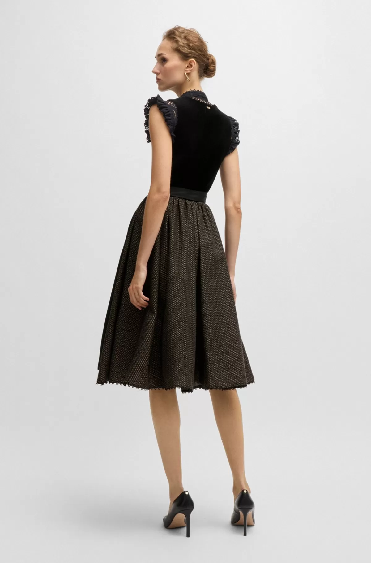 HUGO BOSS BOSS X Kinga Mathe Dirndl-kjole Med Overdel I Fløjl Sort Discount