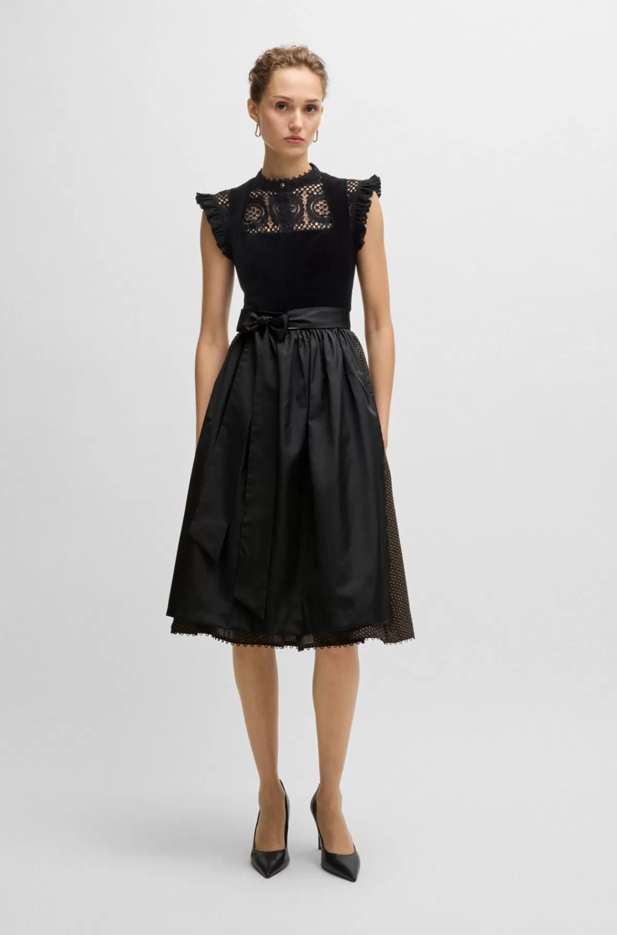 HUGO BOSS BOSS X Kinga Mathe Dirndl-kjole Med Overdel I Fløjl Sort Discount