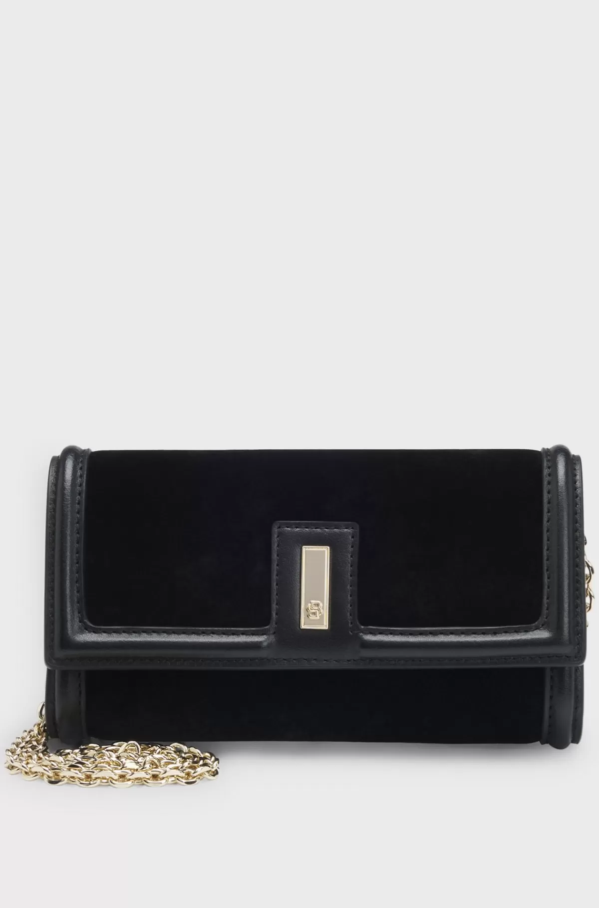 HUGO BOSS BOSS X Kinga Mathe-clutchtaske I Velour Med Brandet Lukning Sort Cheap