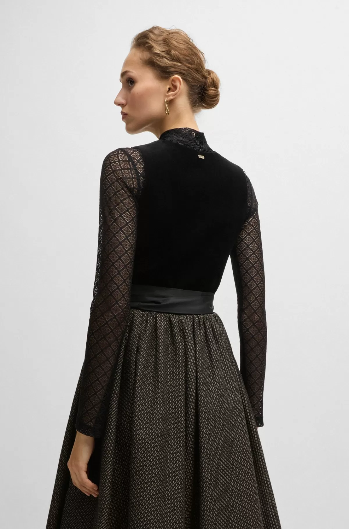 HUGO BOSS BOSS X Kinga Mathe-skjorte Med Lange ærmer I , Mønstret Blondestof Sort Shop