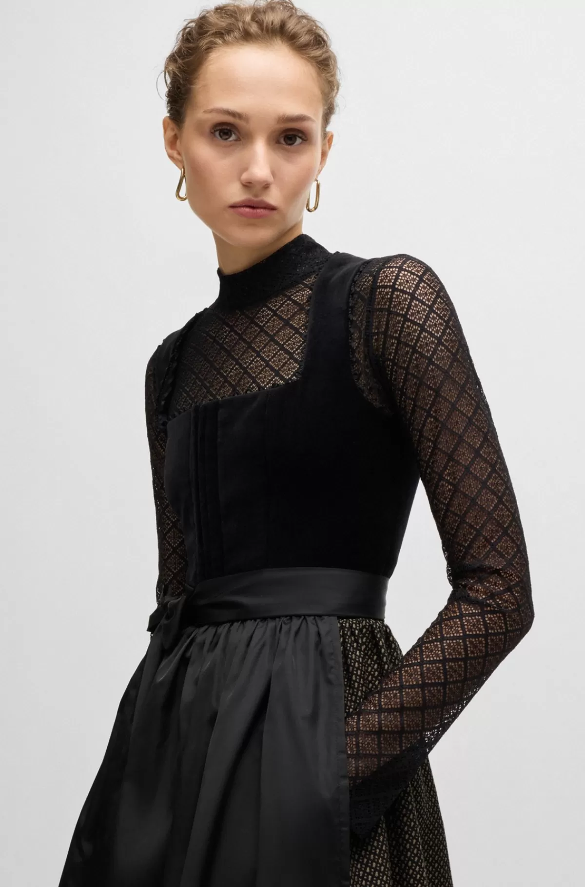 HUGO BOSS BOSS X Kinga Mathe-skjorte Med Lange ærmer I , Mønstret Blondestof Sort Shop