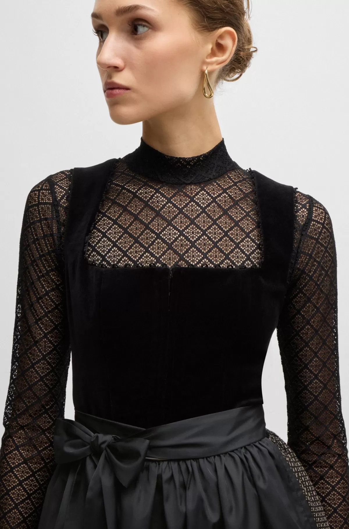 HUGO BOSS BOSS X Kinga Mathe-skjorte Med Lange ærmer I , Mønstret Blondestof Sort Shop