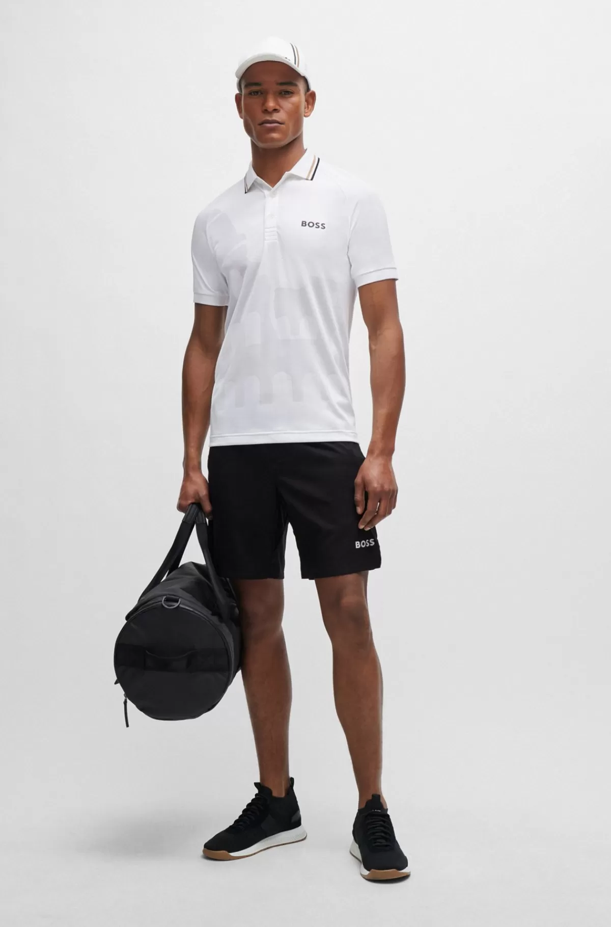 HUGO BOSS BOSS X MATTEO BERRETTINI Slim Fit Poloshirt I Specialfremstillet Jacquardjersey Hvid Clearance