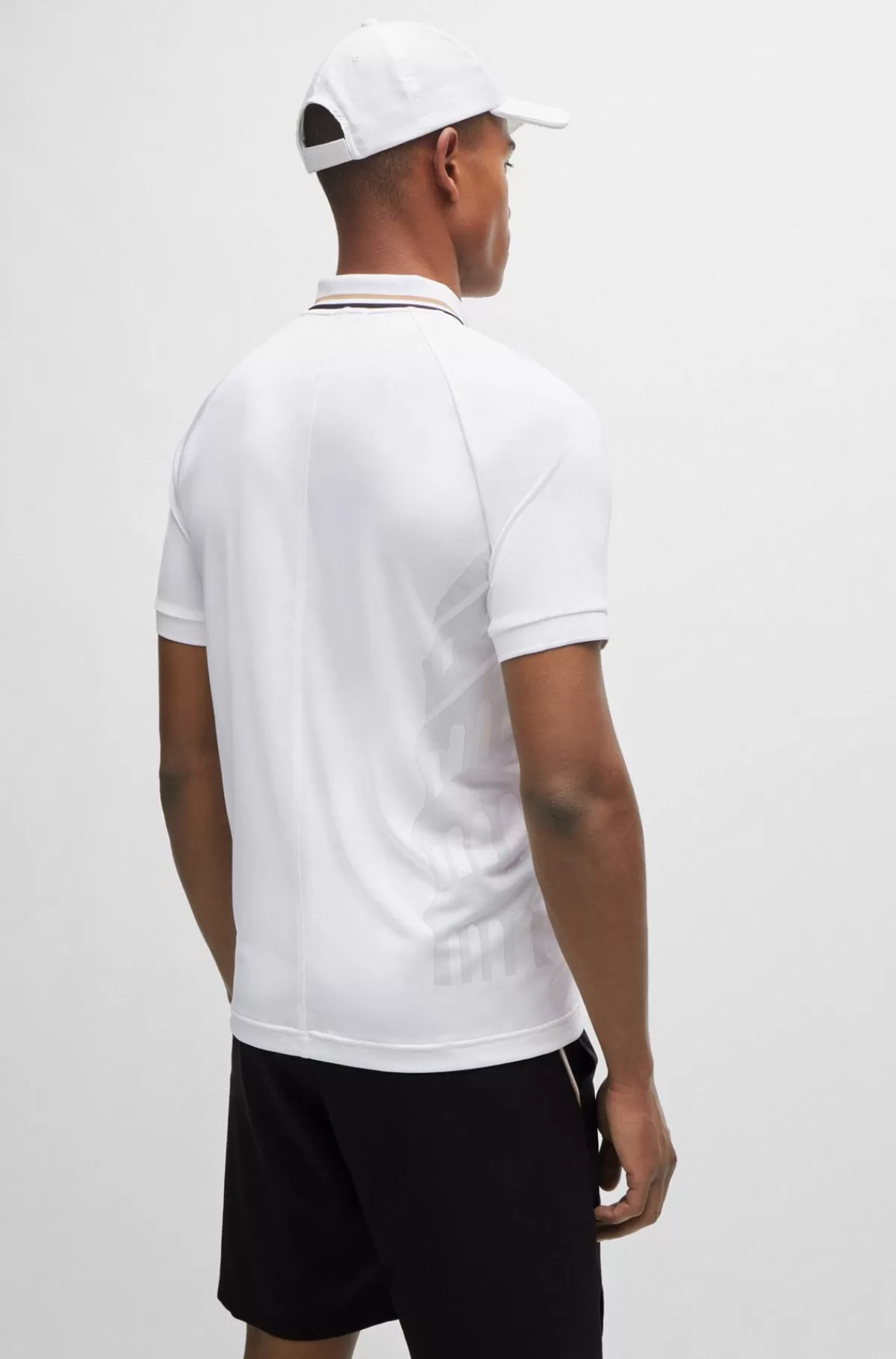 HUGO BOSS BOSS X MATTEO BERRETTINI Slim Fit Poloshirt I Specialfremstillet Jacquardjersey Hvid Clearance