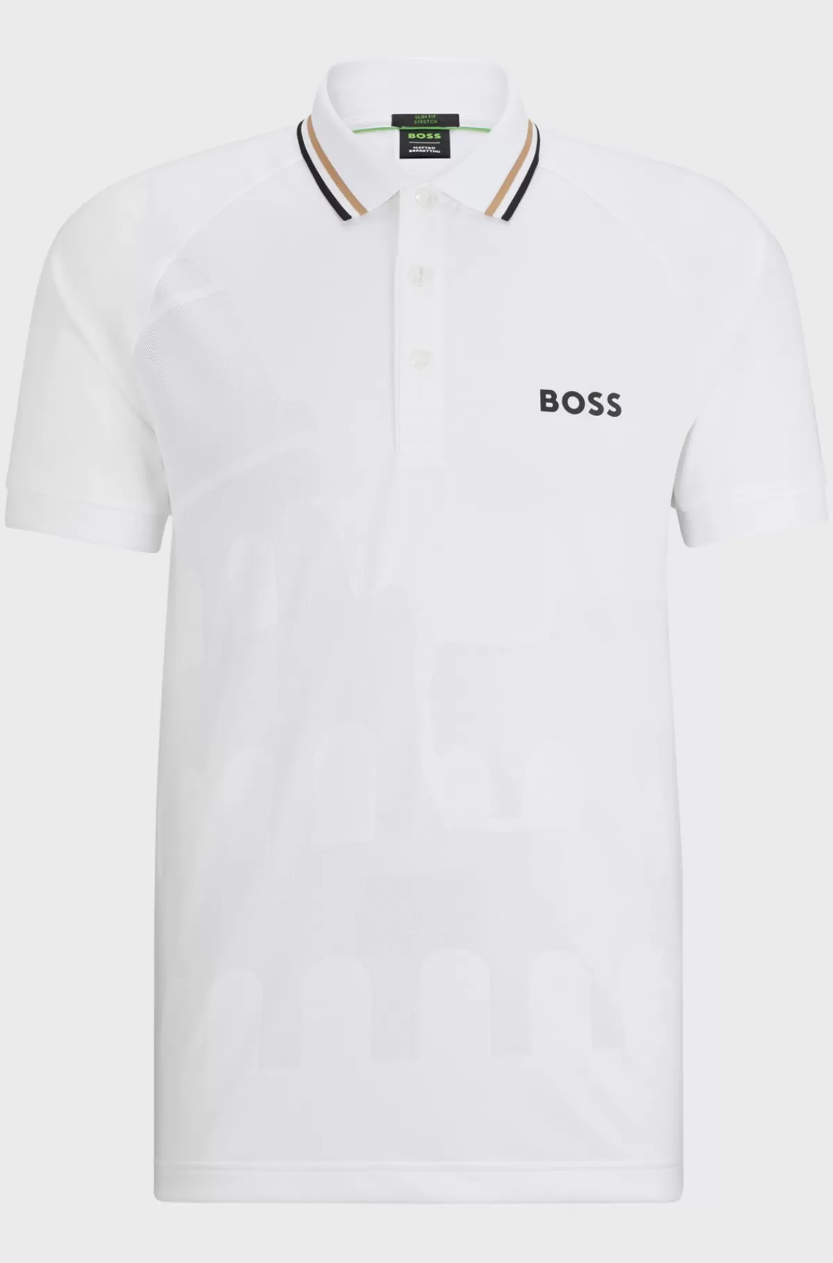 HUGO BOSS BOSS X MATTEO BERRETTINI Slim Fit Poloshirt I Specialfremstillet Jacquardjersey Hvid Clearance