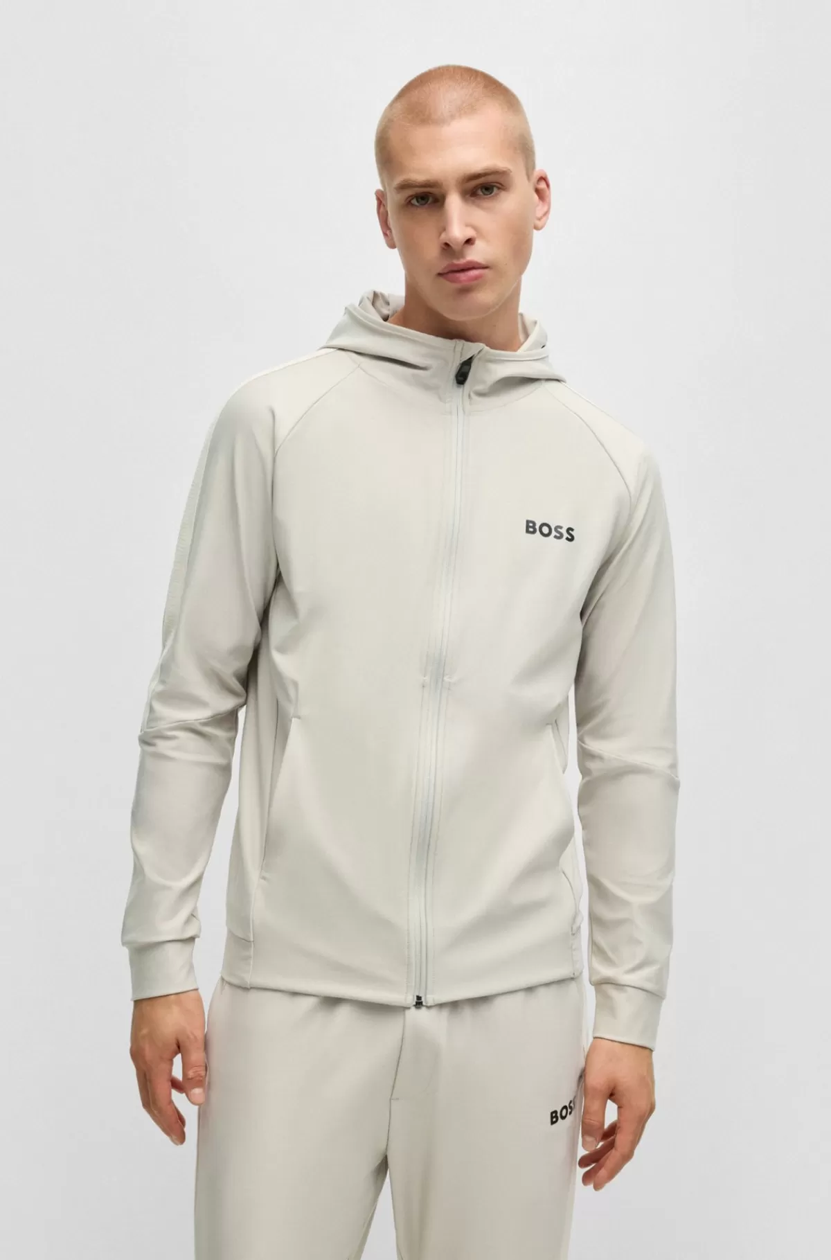 HUGO BOSS BOSS X MATTEO BERRETTINI Lynlåstrøje Med Regular Fit Og Signaturstribet Grafik Naturlig Sale