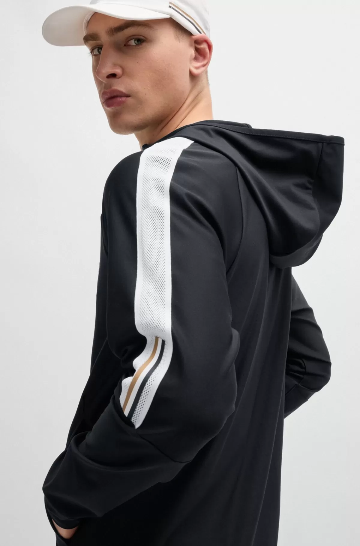 HUGO BOSS BOSS X MATTEO BERRETTINI Lynlåstrøje Med Regular Fit Og Signaturstribet Grafik Sort Sale