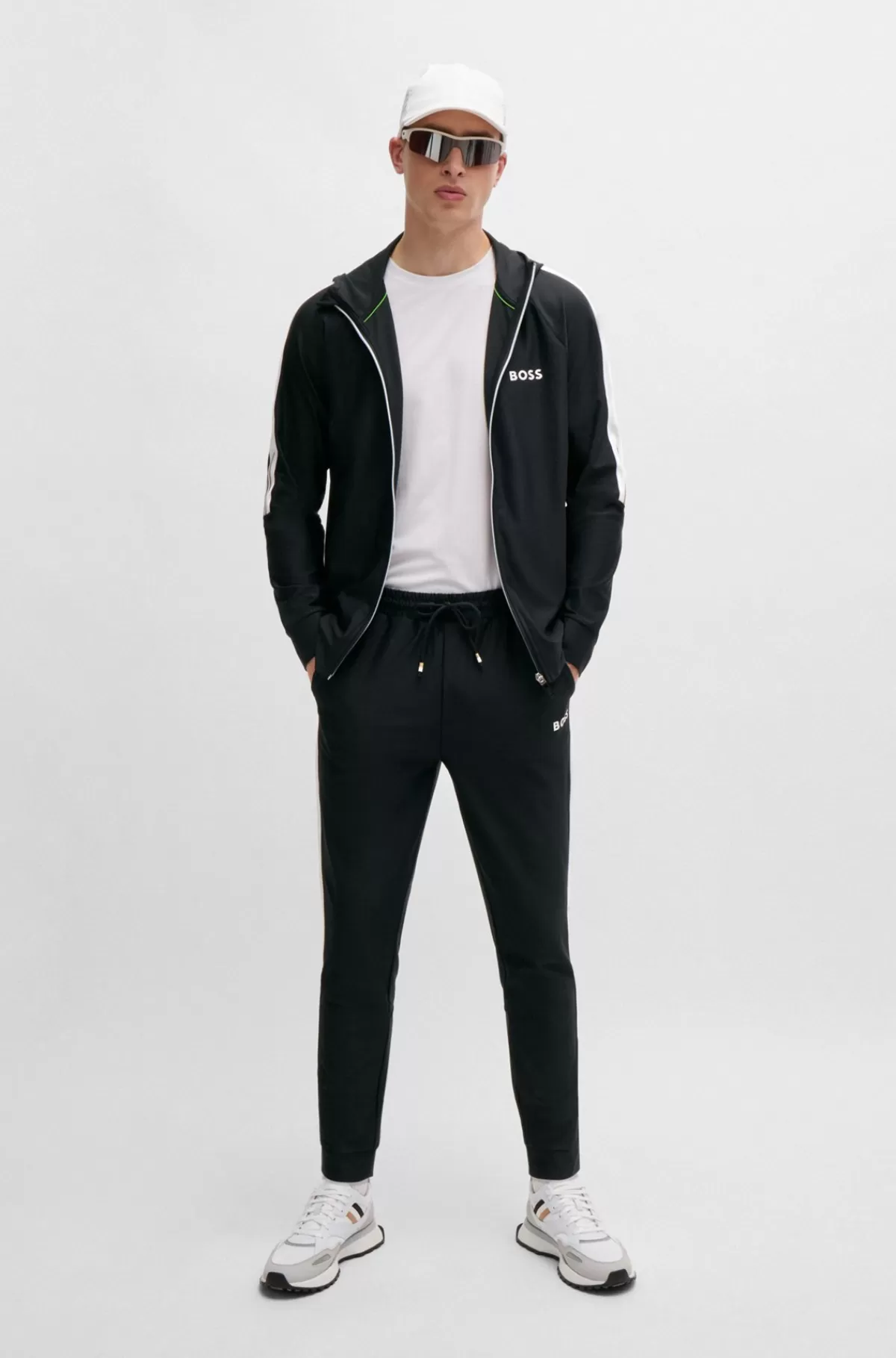 HUGO BOSS BOSS X MATTEO BERRETTINI Lynlåstrøje Med Regular Fit Og Signaturstribet Grafik Sort Sale