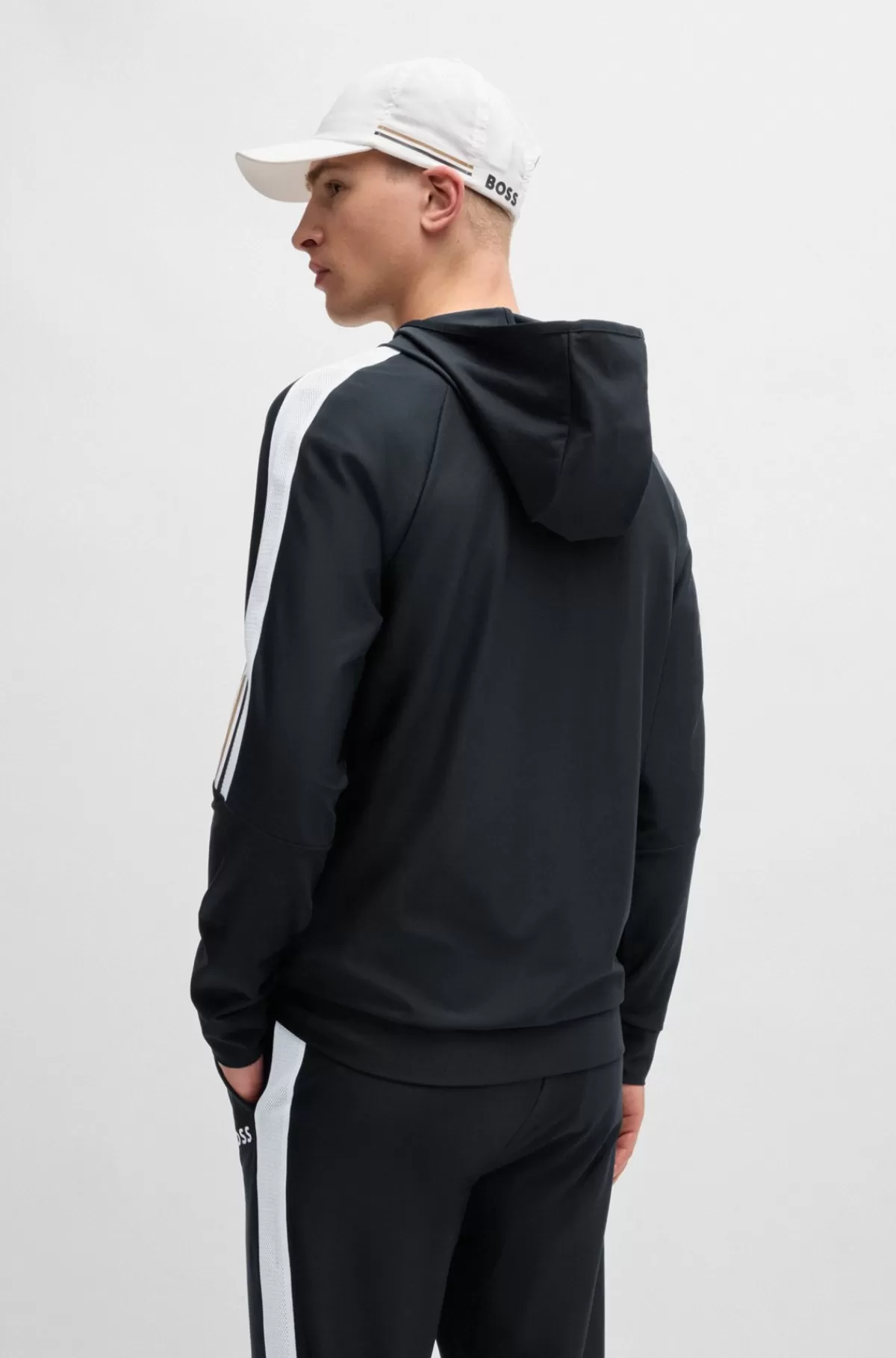 HUGO BOSS BOSS X MATTEO BERRETTINI Lynlåstrøje Med Regular Fit Og Signaturstribet Grafik Sort Sale