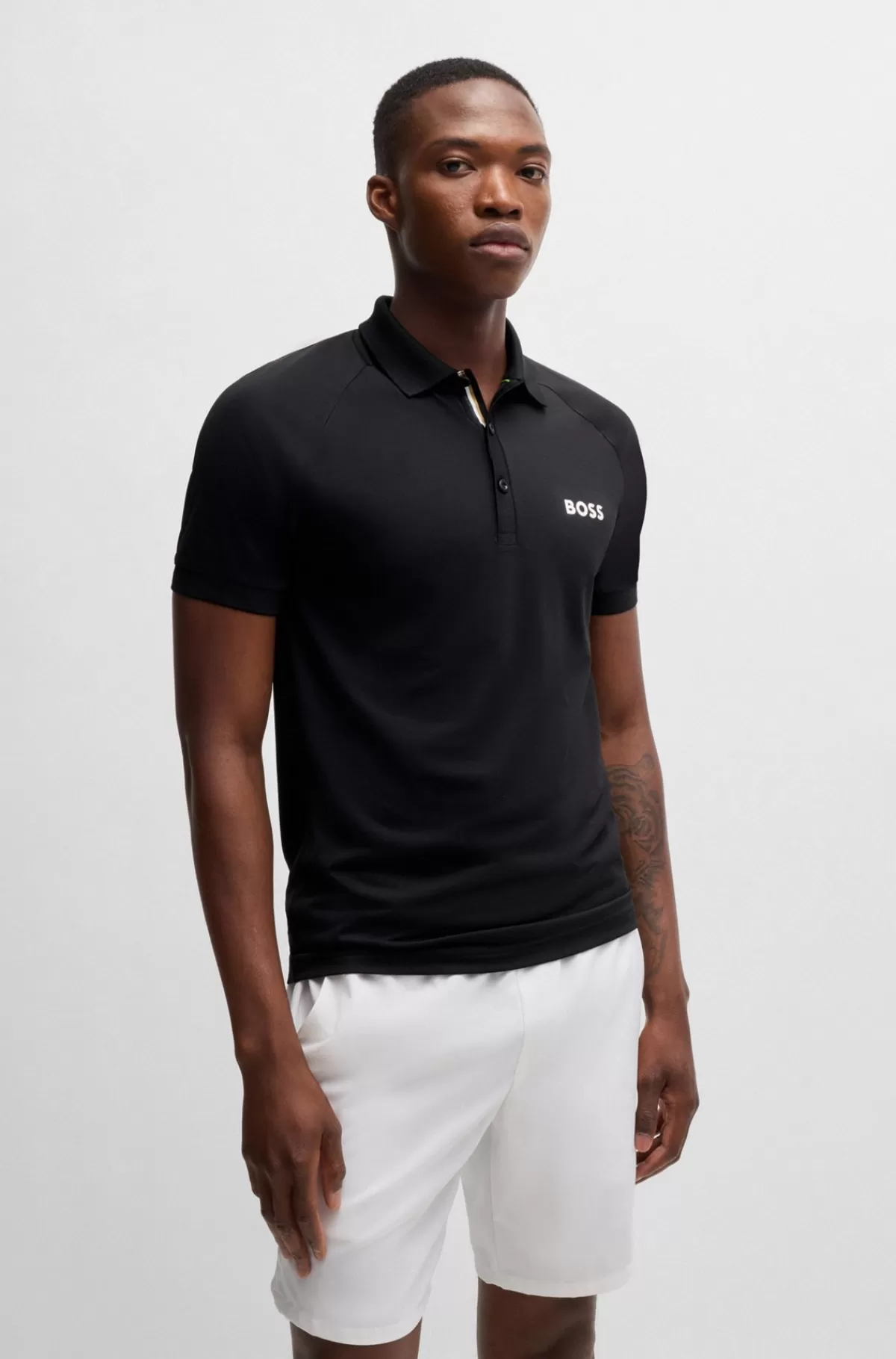 HUGO BOSS BOSS X Matteo Berrettini Poloshirt I Waffle-stof Sort Online