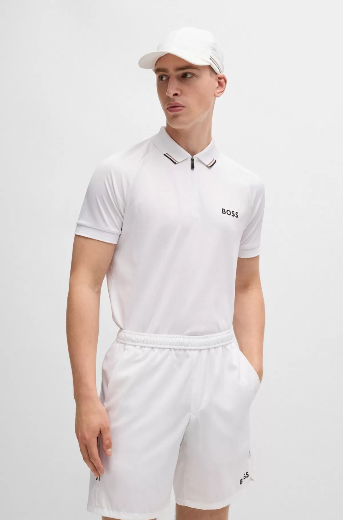 HUGO BOSS BOSS X Matteo Berrettini Poloshirt Med Popcorn-stribe Hvid New
