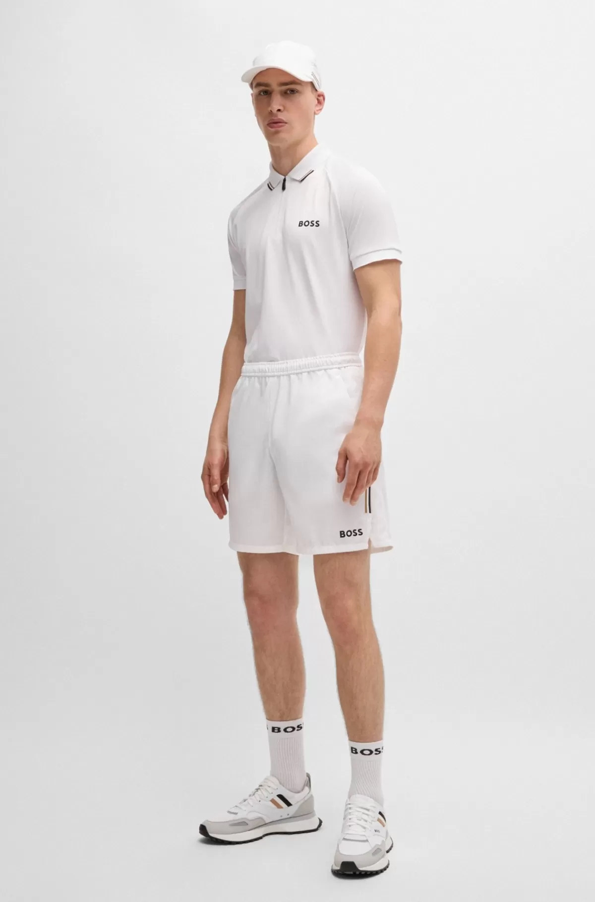 HUGO BOSS BOSS X Matteo Berrettini Poloshirt Med Popcorn-stribe Hvid New