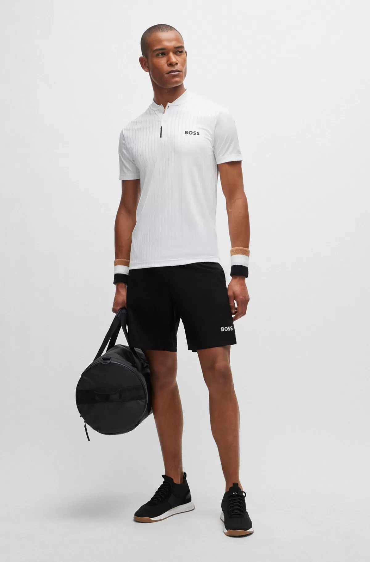 HUGO BOSS BOSS X MATTEO BERRETTINI Regular Fit Hurtigtørrende Shorts Med Logoprint Sort Fashion
