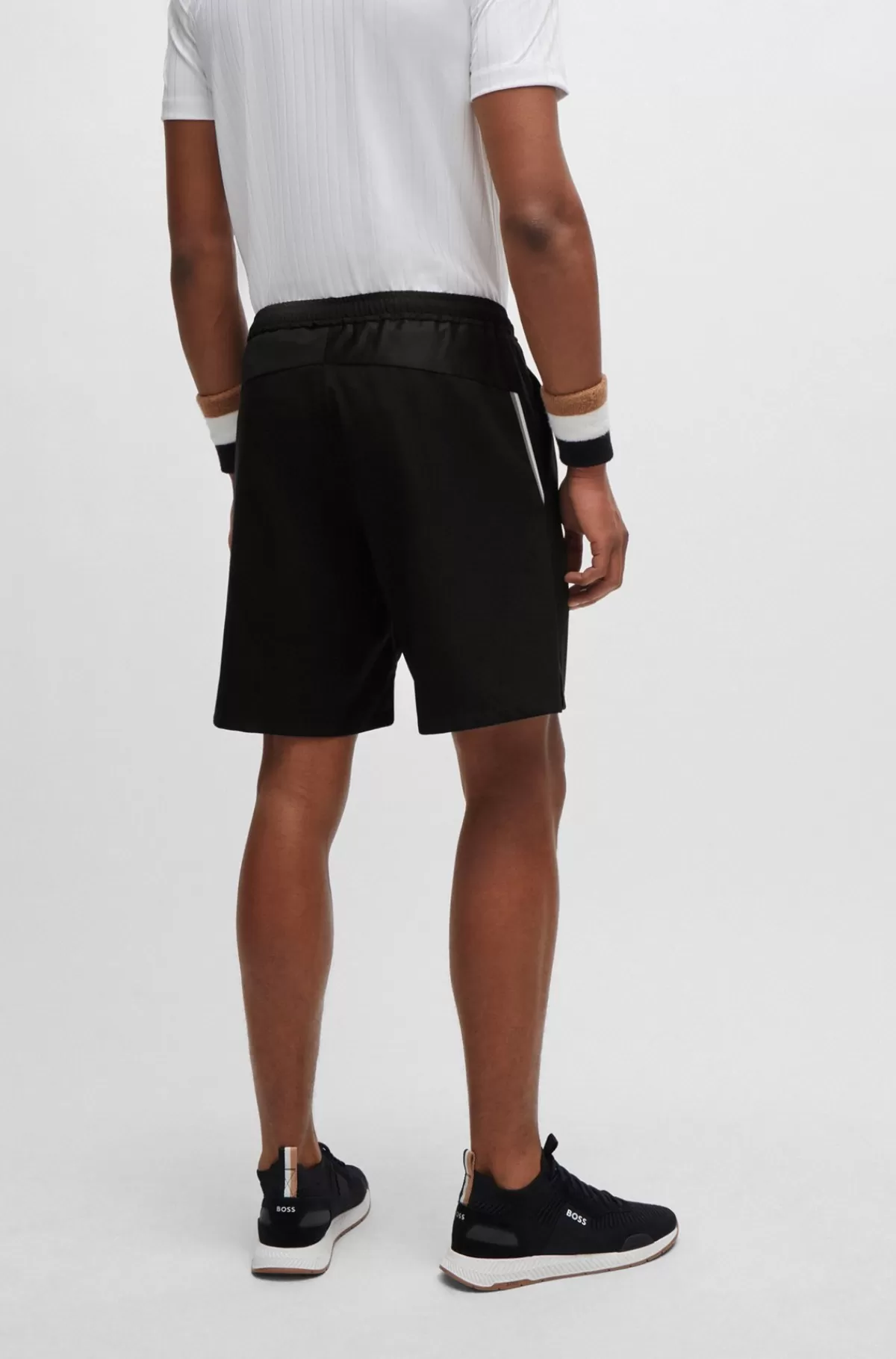 HUGO BOSS BOSS X MATTEO BERRETTINI Regular Fit Hurtigtørrende Shorts Med Logoprint Sort Fashion