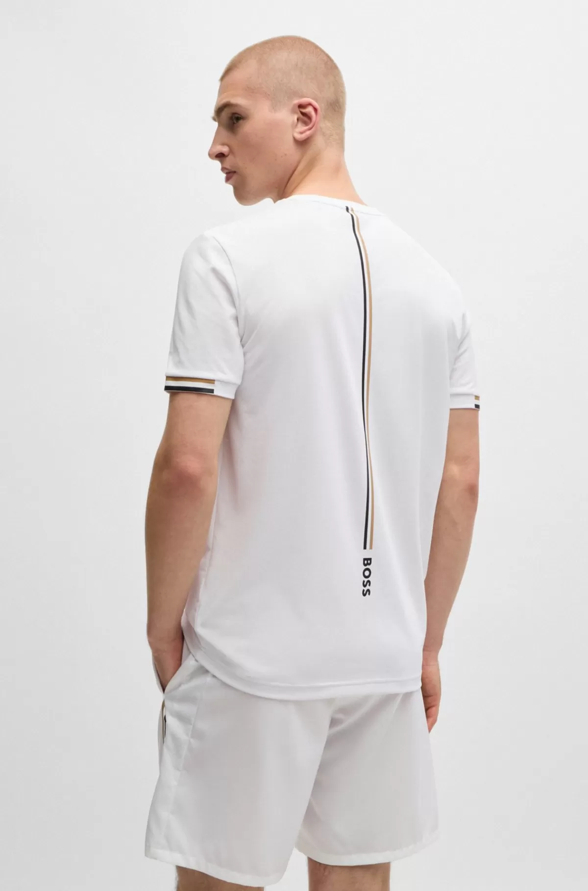 HUGO BOSS BOSS X Matteo Berrettini T-shirt I Vaffelvævet Stof Med Signaturstribet Grafik Hvid Best Sale
