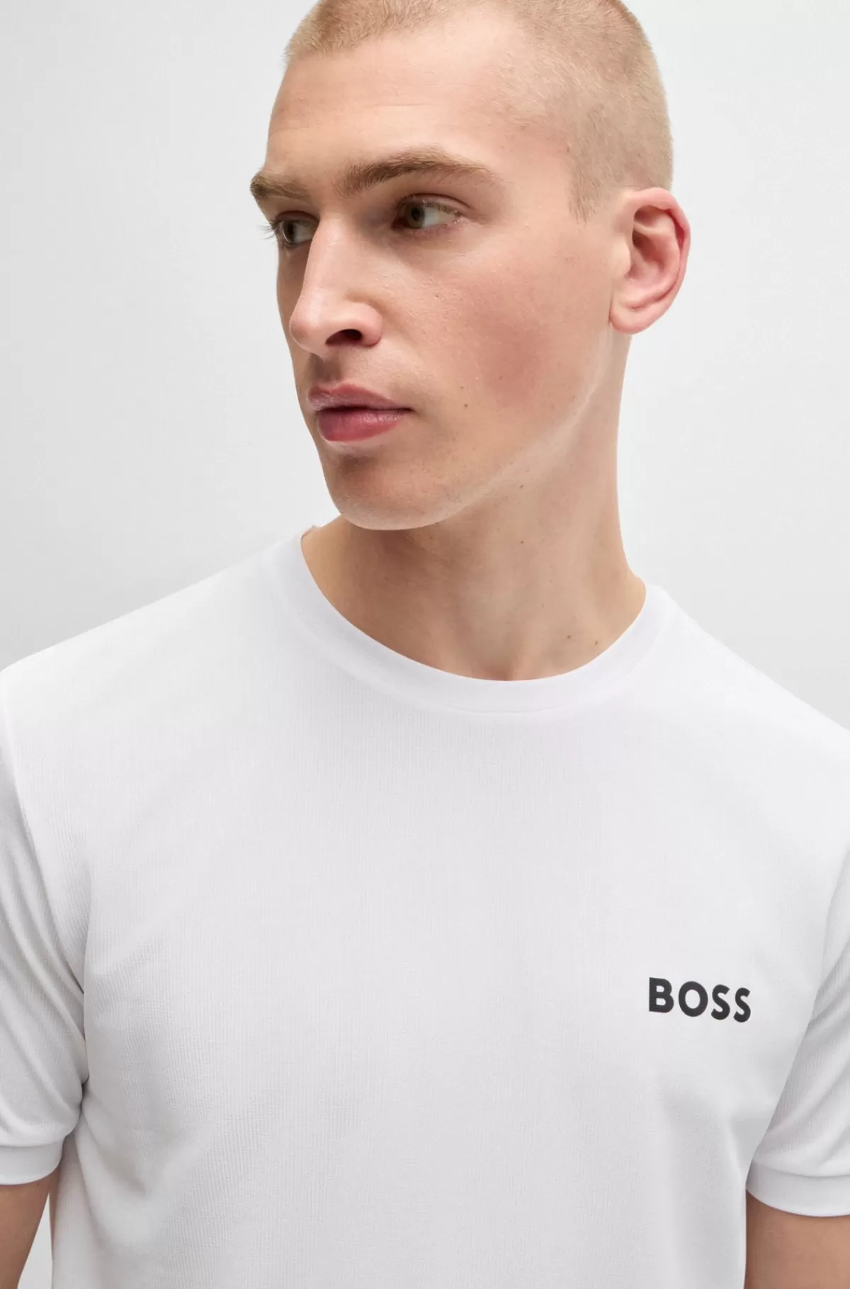 HUGO BOSS BOSS X Matteo Berrettini T-shirt I Vaffelvævet Stof Med Signaturstribet Grafik Hvid Best Sale
