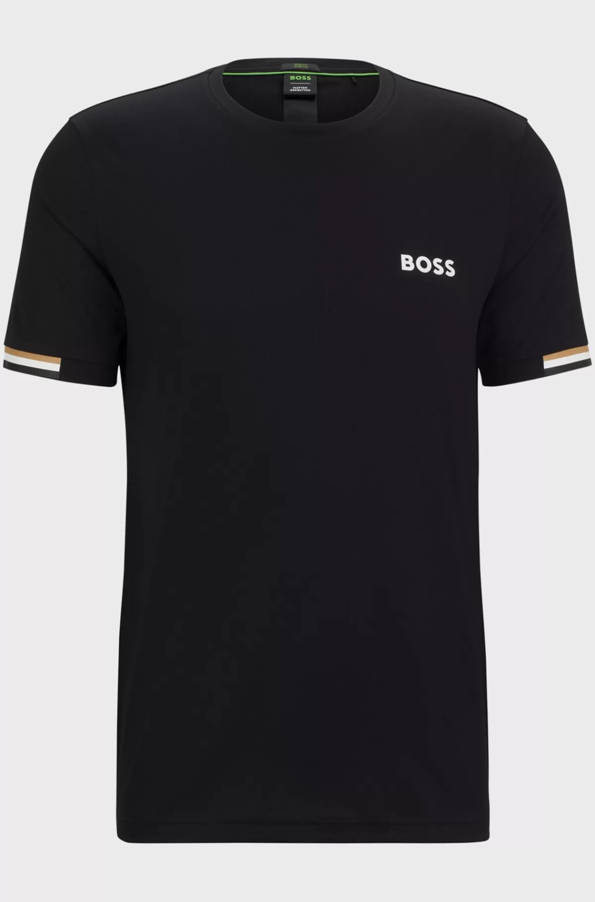 HUGO BOSS BOSS X Matteo Berrettini T-shirt I Vaffelvævet Stof Med Signaturstribet Grafik Sort Cheap
