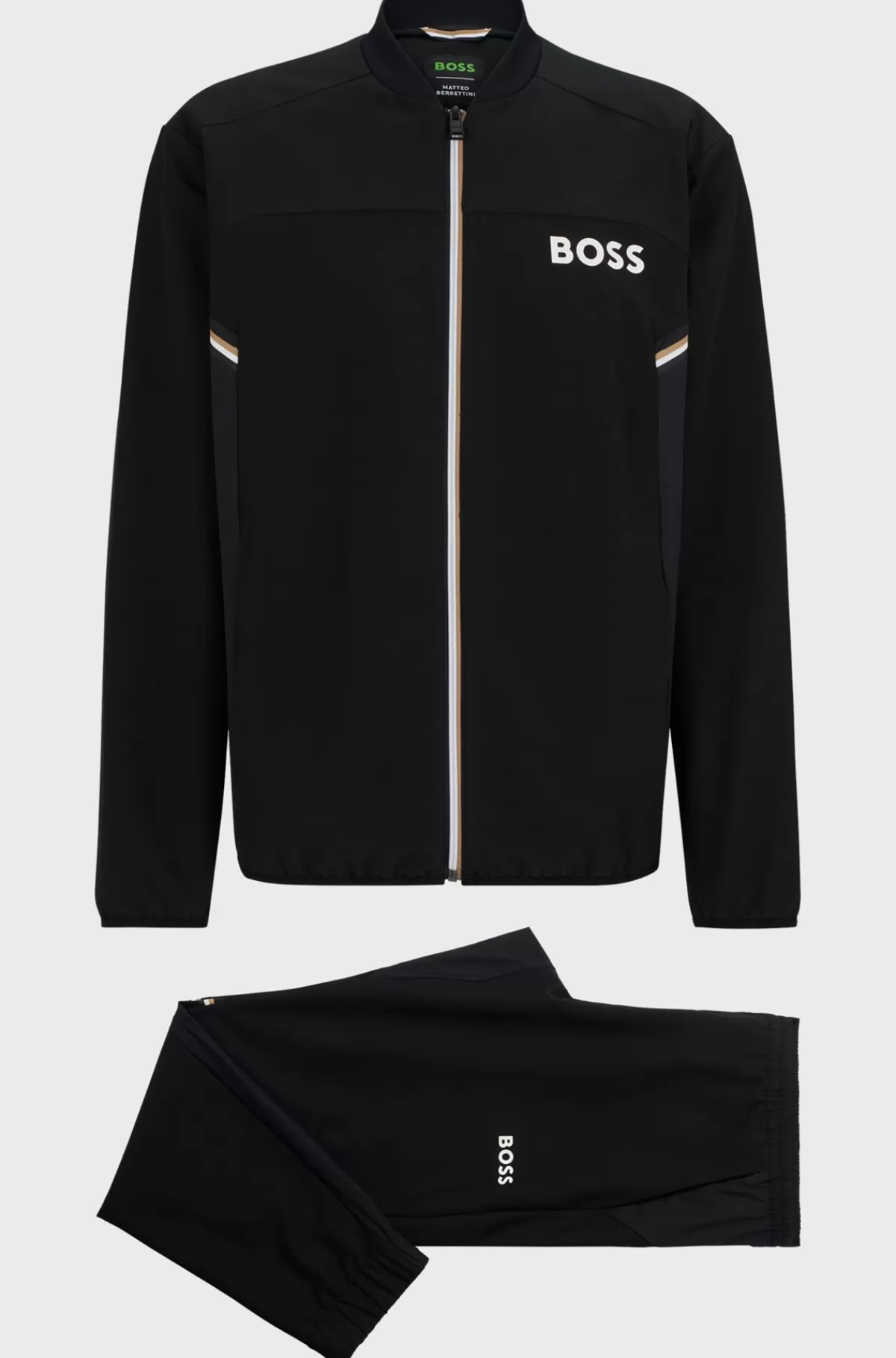 HUGO BOSS BOSS X Matteo Berrettini-tracksuit I Poplin Med Stræk Samt Signaturdetaljer Sort Shop