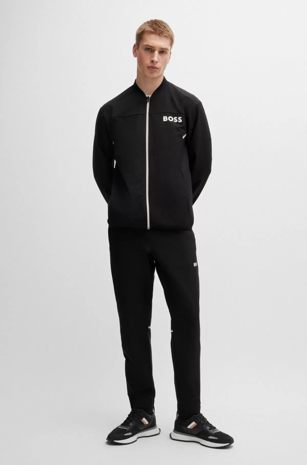 HUGO BOSS BOSS X Matteo Berrettini-tracksuit I Poplin Med Stræk Samt Signaturdetaljer Sort Shop