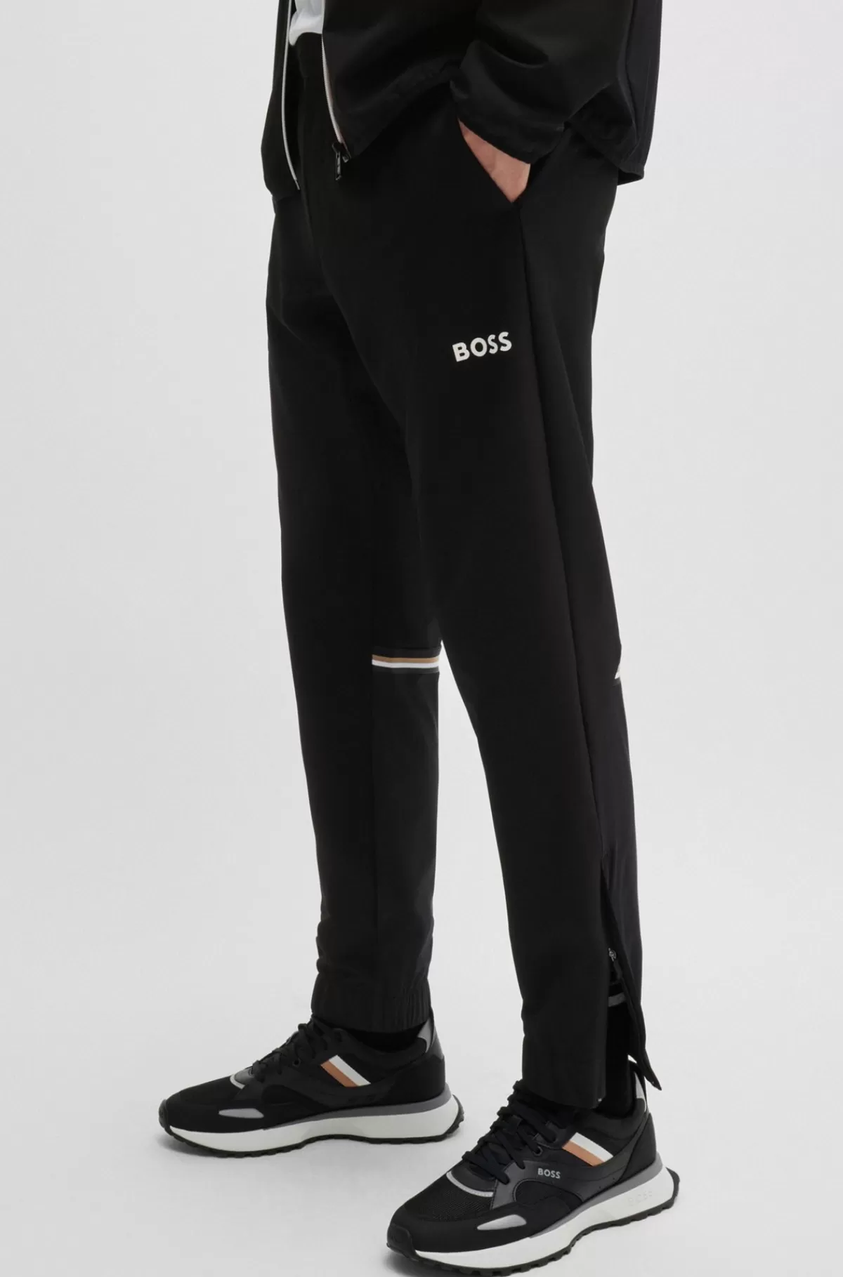 HUGO BOSS BOSS X Matteo Berrettini-tracksuit I Poplin Med Stræk Samt Signaturdetaljer Sort Shop