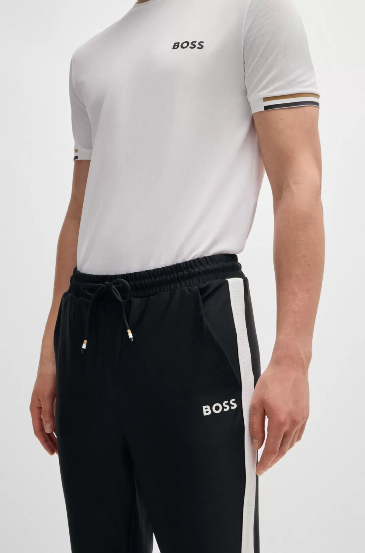 HUGO BOSS BOSS X Matteo Berrettini-tracksuit-bukser Med Kontrastkantbånd Og Branding Sort New
