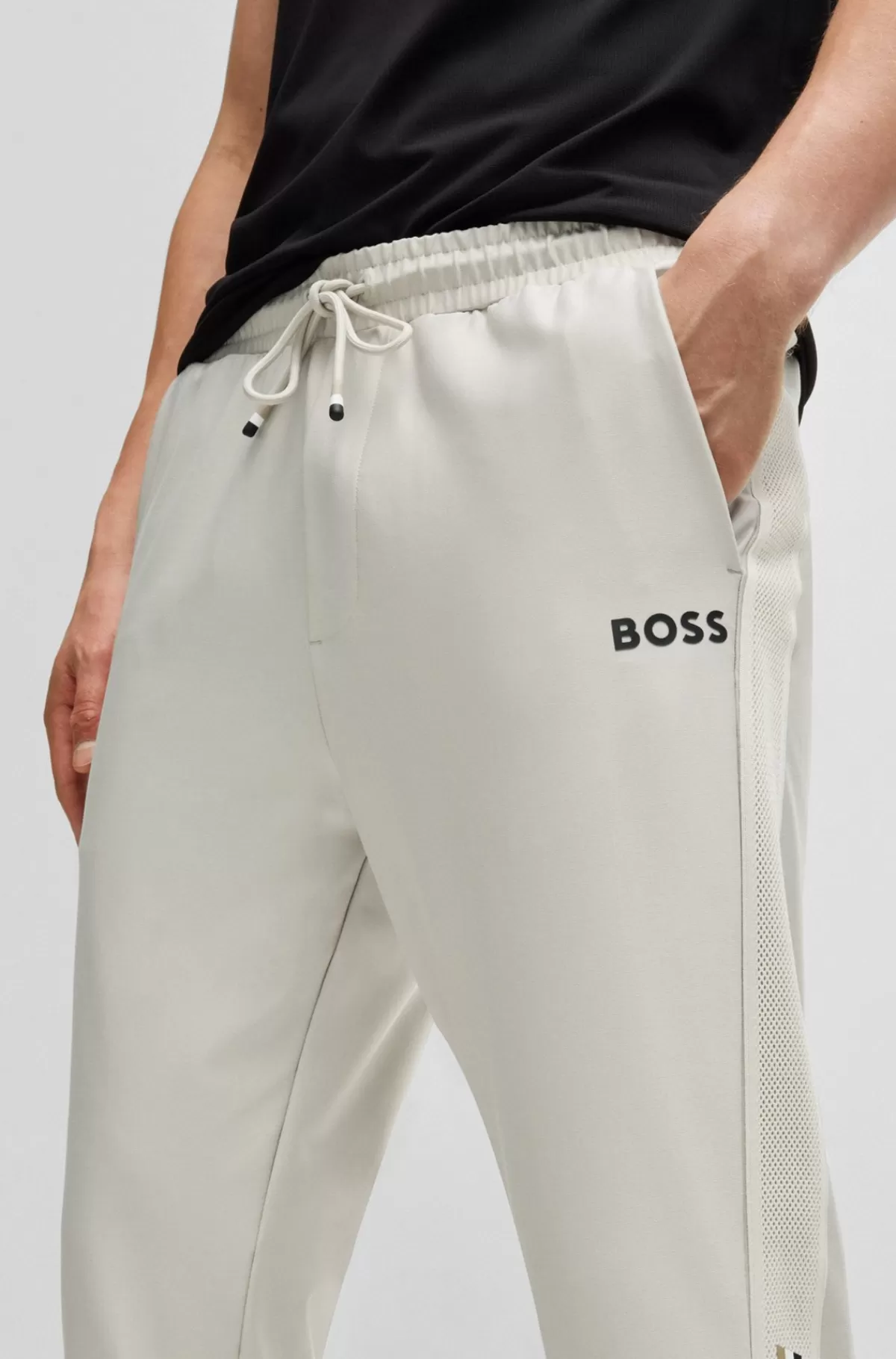 HUGO BOSS BOSS X Matteo Berrettini-tracksuit-bukser Med Kontrastkantbånd Og Branding Naturlig Shop
