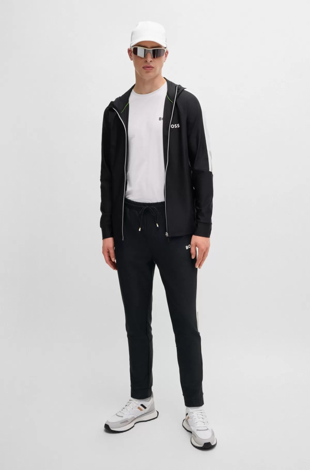 HUGO BOSS BOSS X Matteo Berrettini-tracksuit-bukser Med Kontrastkantbånd Og Branding Sort New