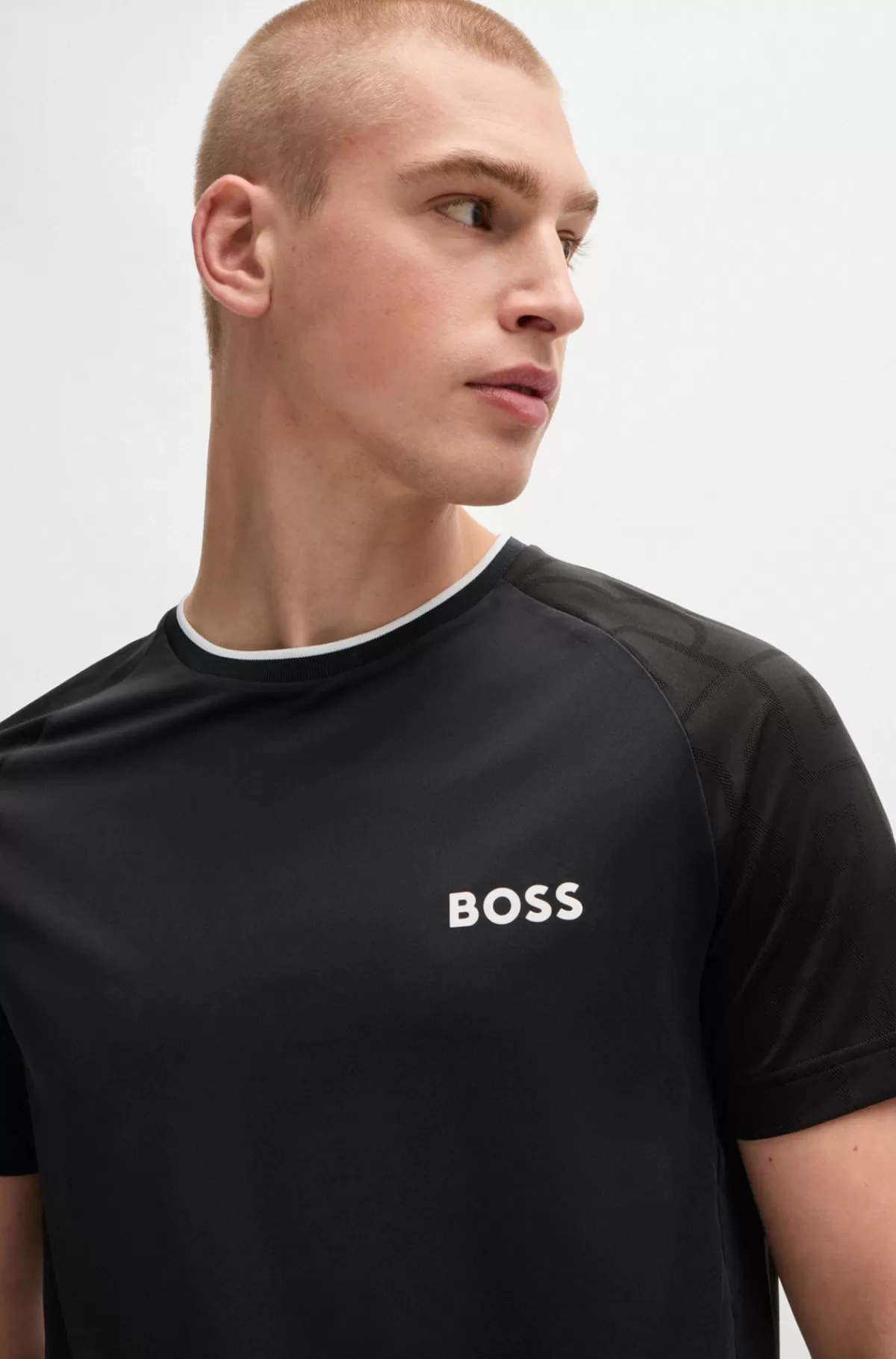 HUGO BOSS BOSS X Matteo Berrettini-T-shirt I Jersey Med Stræk Og Signaturdetaljer Sort Store