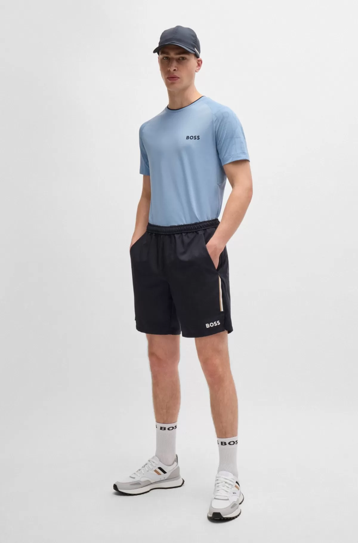 HUGO BOSS BOSS X Matteo Berrettini-T-shirt I Jersey Med Stræk Og Signaturdetaljer Lyseblå New