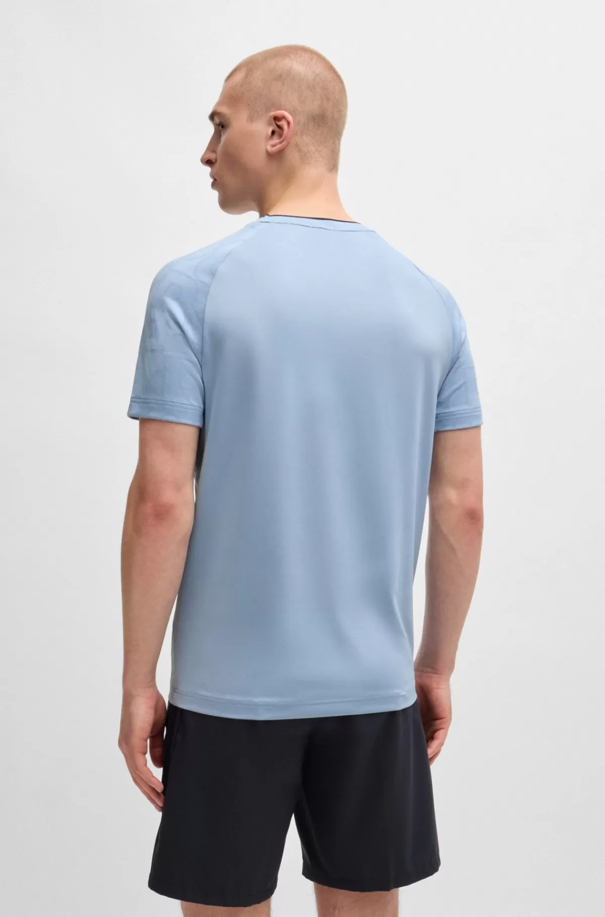 HUGO BOSS BOSS X Matteo Berrettini-T-shirt I Jersey Med Stræk Og Signaturdetaljer Lyseblå New