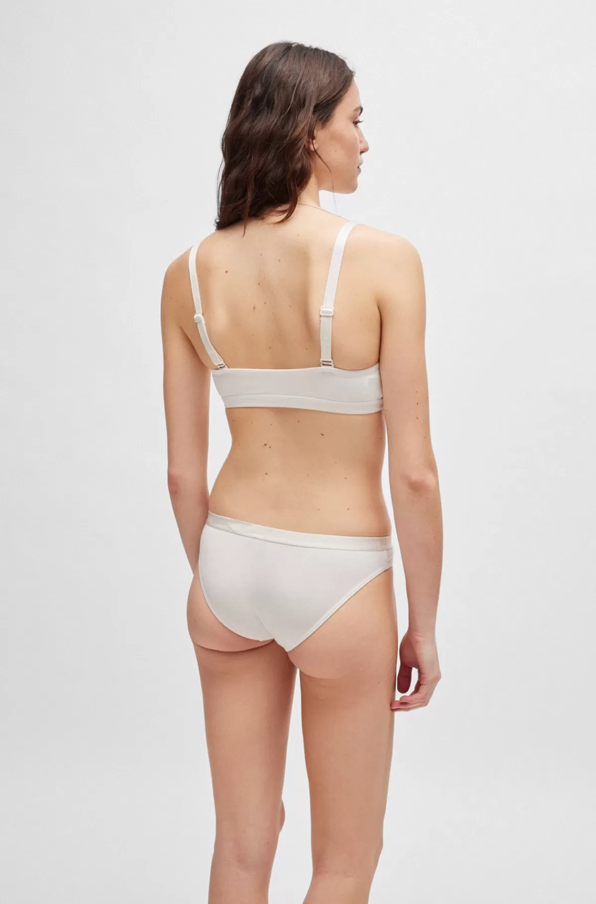 HUGO BOSS Bralette I Jersey Med Stræk Og Stropper Med Branding Hvid New