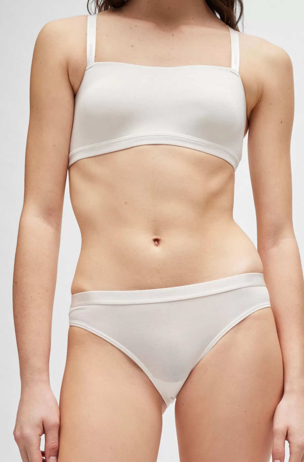 HUGO BOSS Bralette I Jersey Med Stræk Og Stropper Med Branding Hvid New