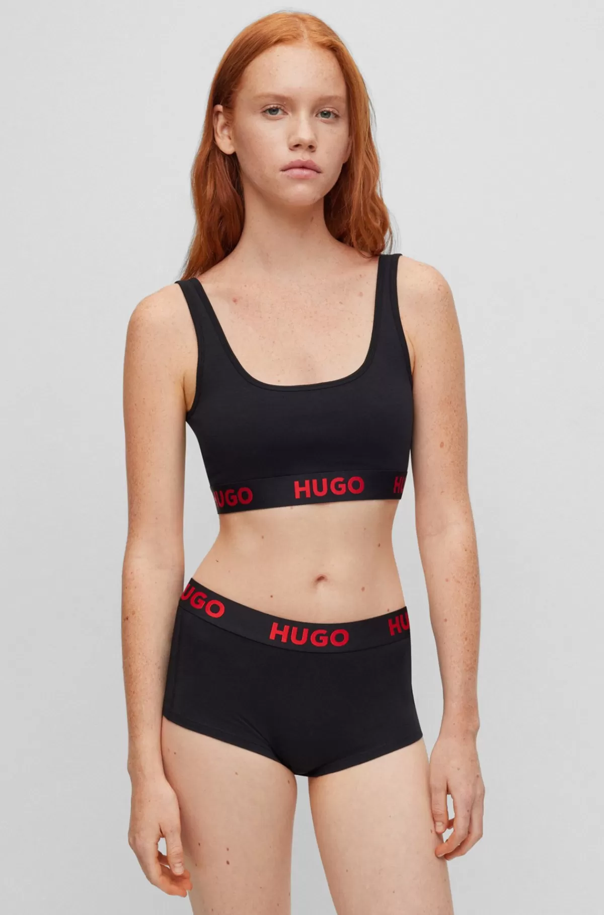 HUGO BOSS Bralette I Strækbomuld Med Logobånd Sort Outlet