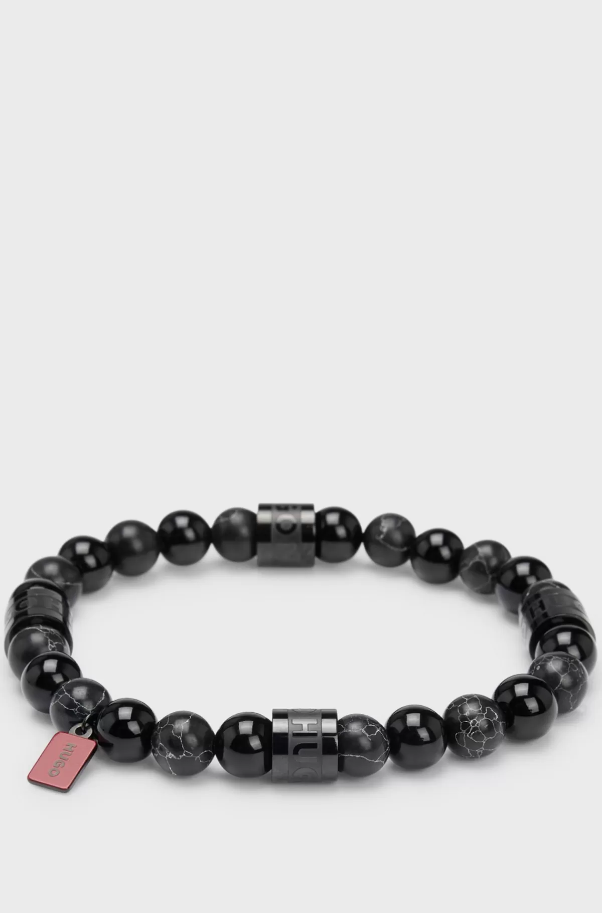 HUGO BOSS Brandet Armbånd Med e Onyxperler Sort Fashion