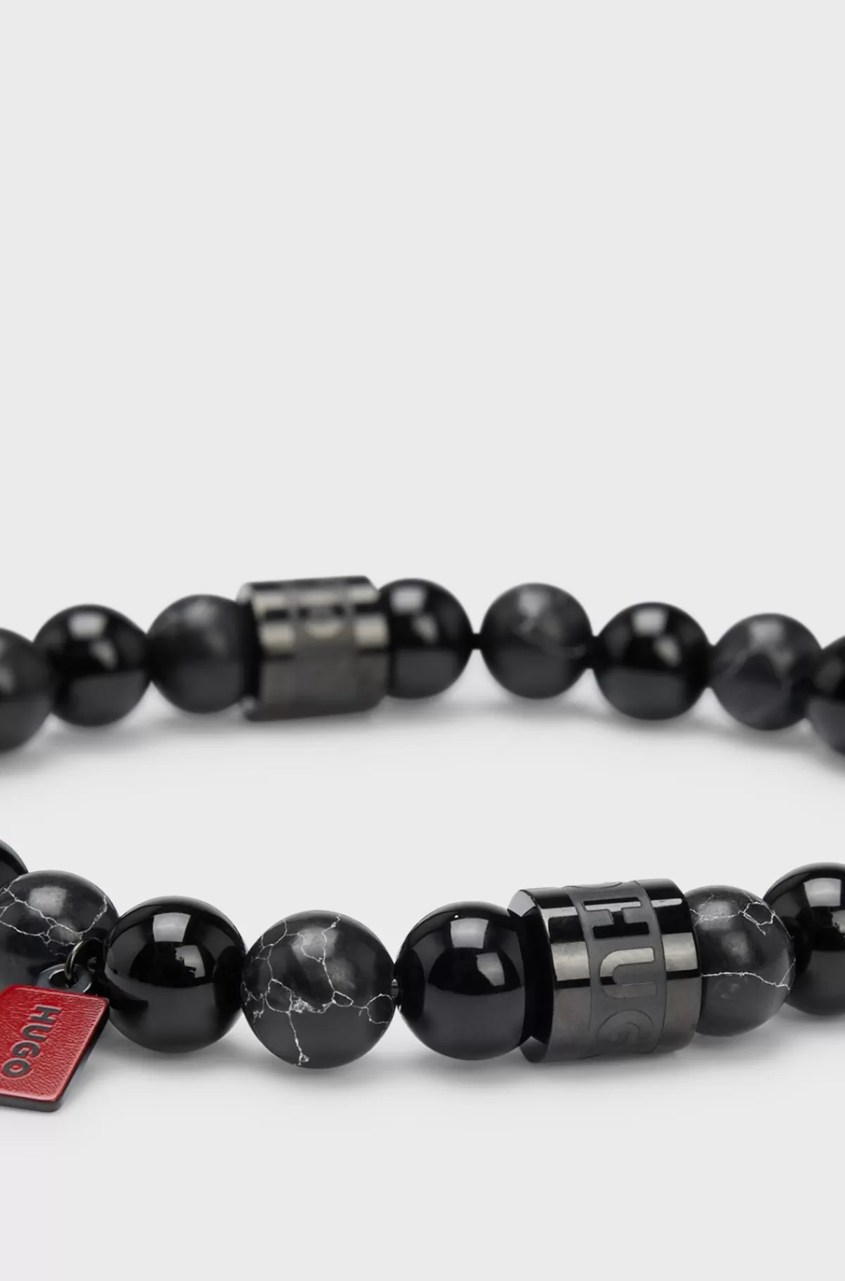 HUGO BOSS Brandet Armbånd Med e Onyxperler Sort Fashion