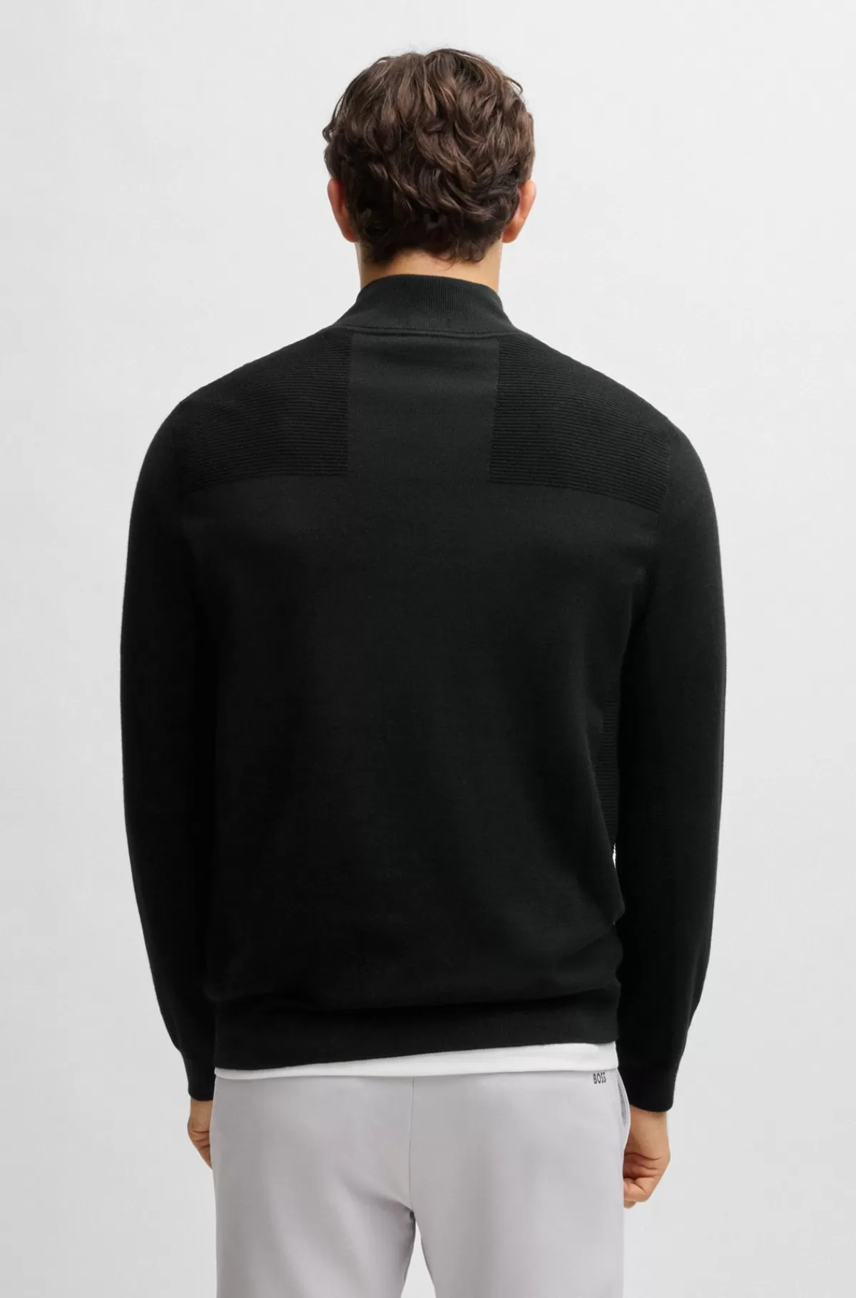 HUGO BOSS Brandet Sweater Med Lynlås I Halsen I Dry-flexstof Sort Best