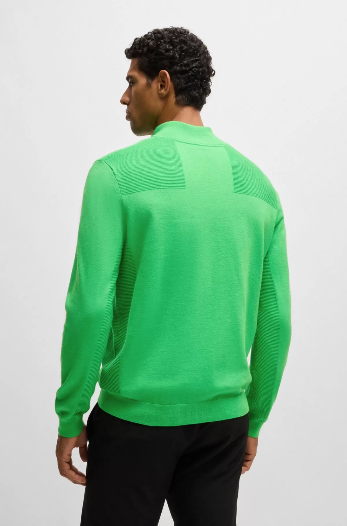 HUGO BOSS Brandet Sweater Med Lynlås I Halsen I Dry-flexstof Grøn Fashion